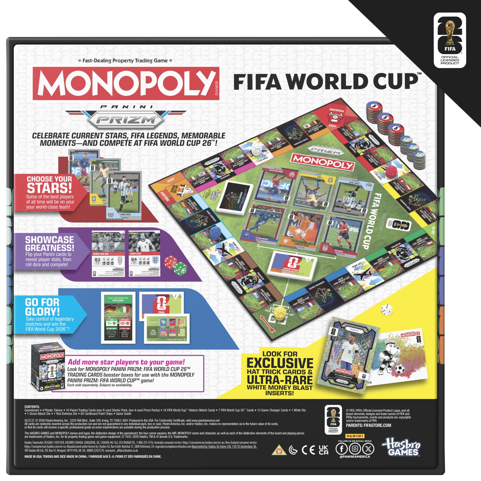 Monopoly Panini Prizm: FIFA World Cup 2026 Board Game | Includes 16 Trading Cards | Ages 8+