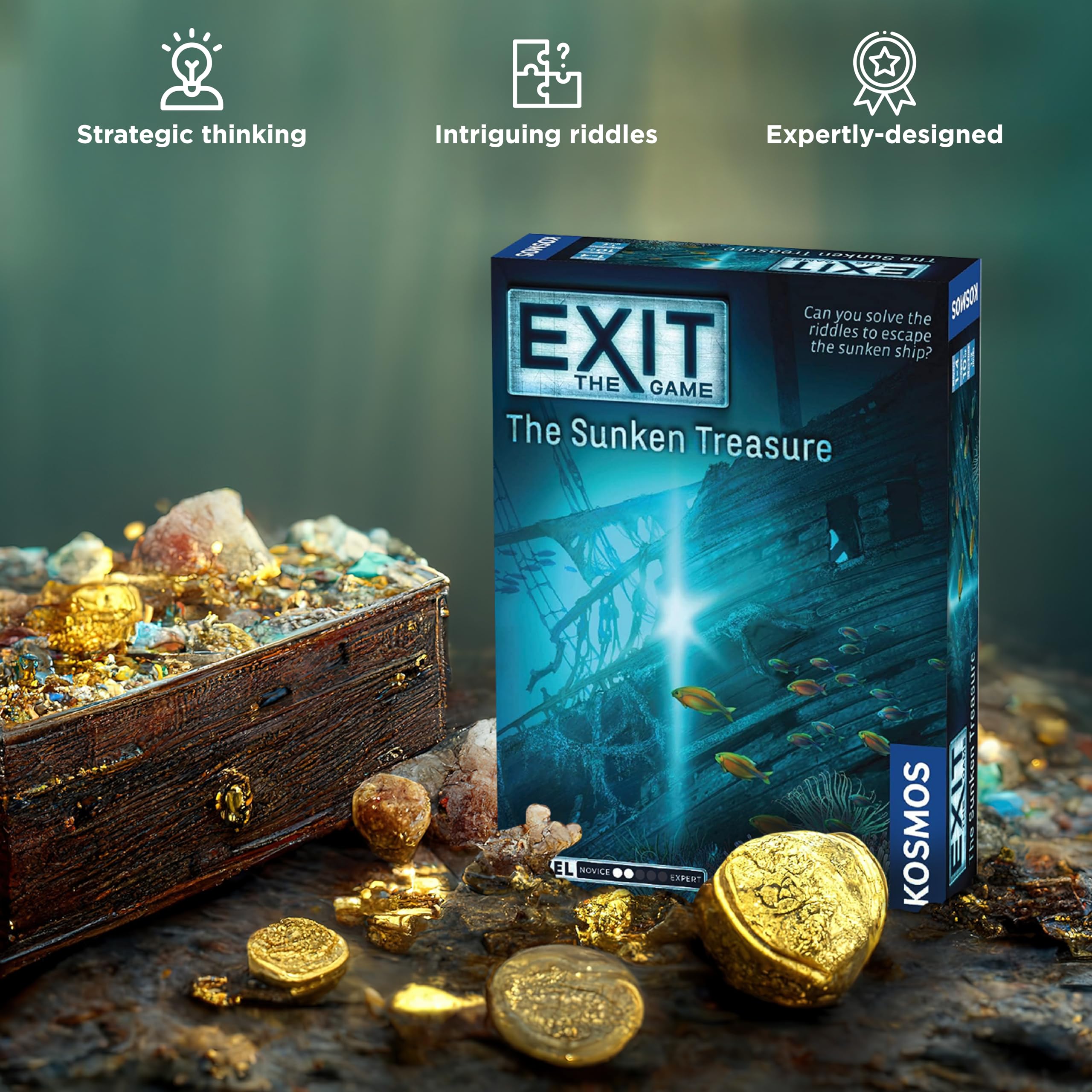 Thames & Kosmos EXIT: The Sunken Treasure – Beginner Level Escape Room Board Game for 1-4 Players 9