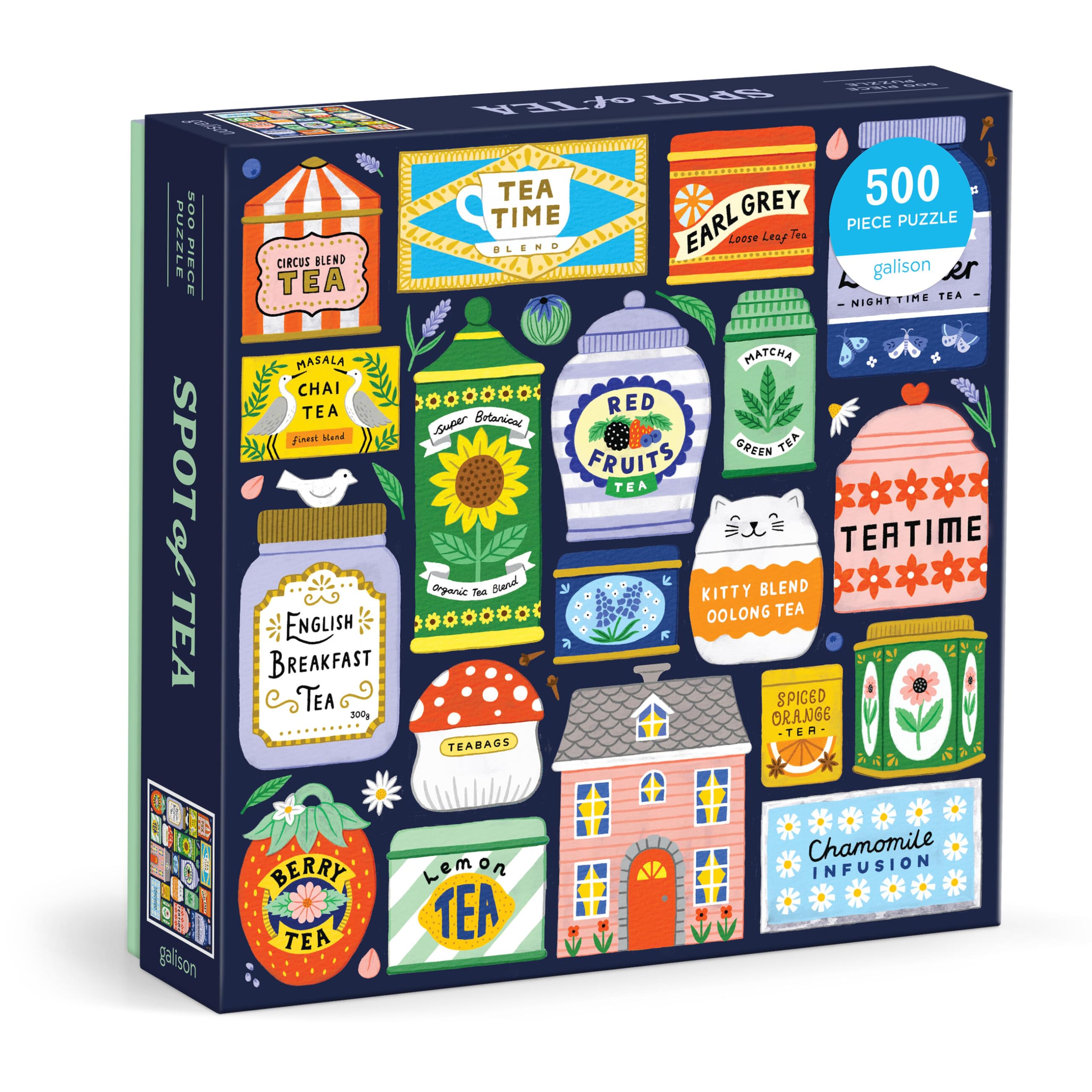 Galison Spot Of Tea 500 Piece Jigsaw Puzzle | 27" x 20" Finished Size | Recycled Materials 1