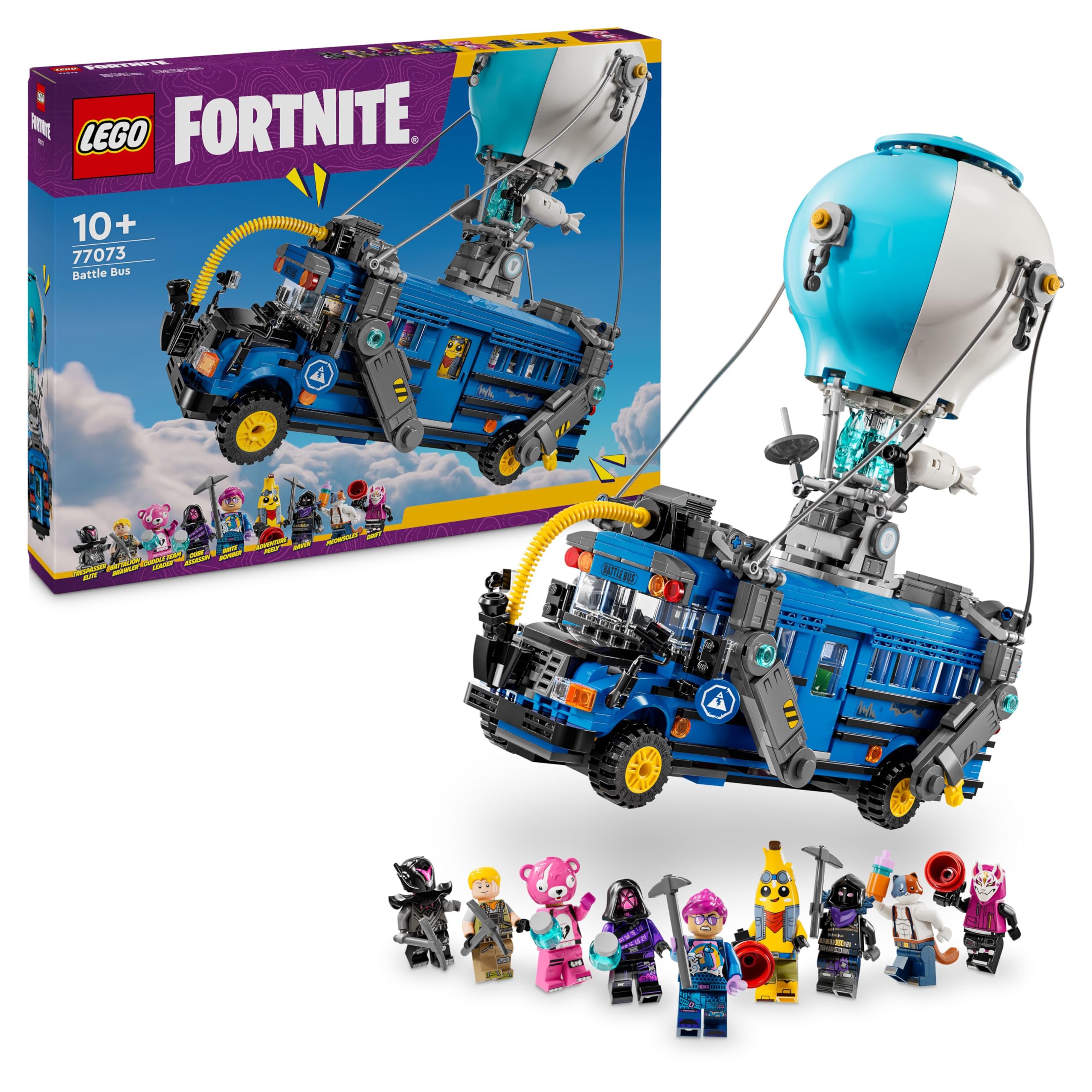 LEGO Fortnite Battle Bus Toy - Video Game Vehicle Model Kit w/ 9 Character