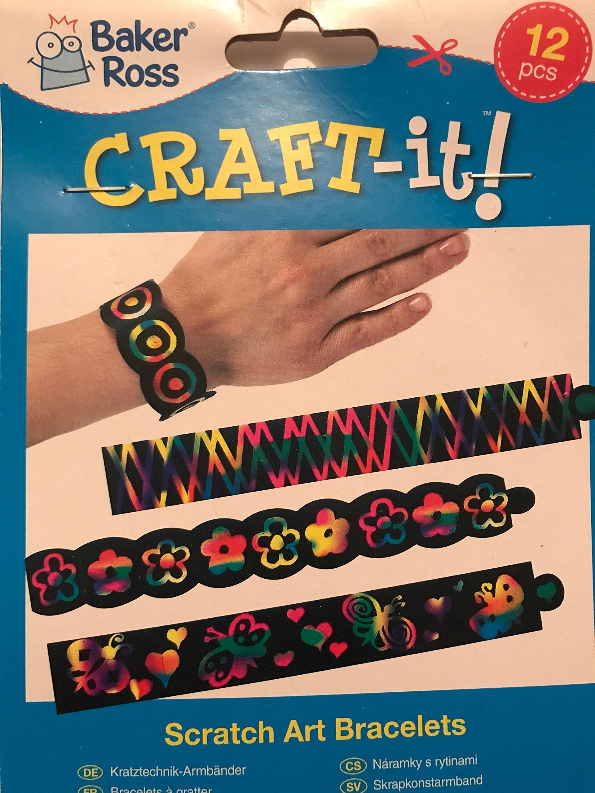 Baker Ross Scratch Art Bracelets - Mess-Free Kids Craft for Party Bags | Pack of 12