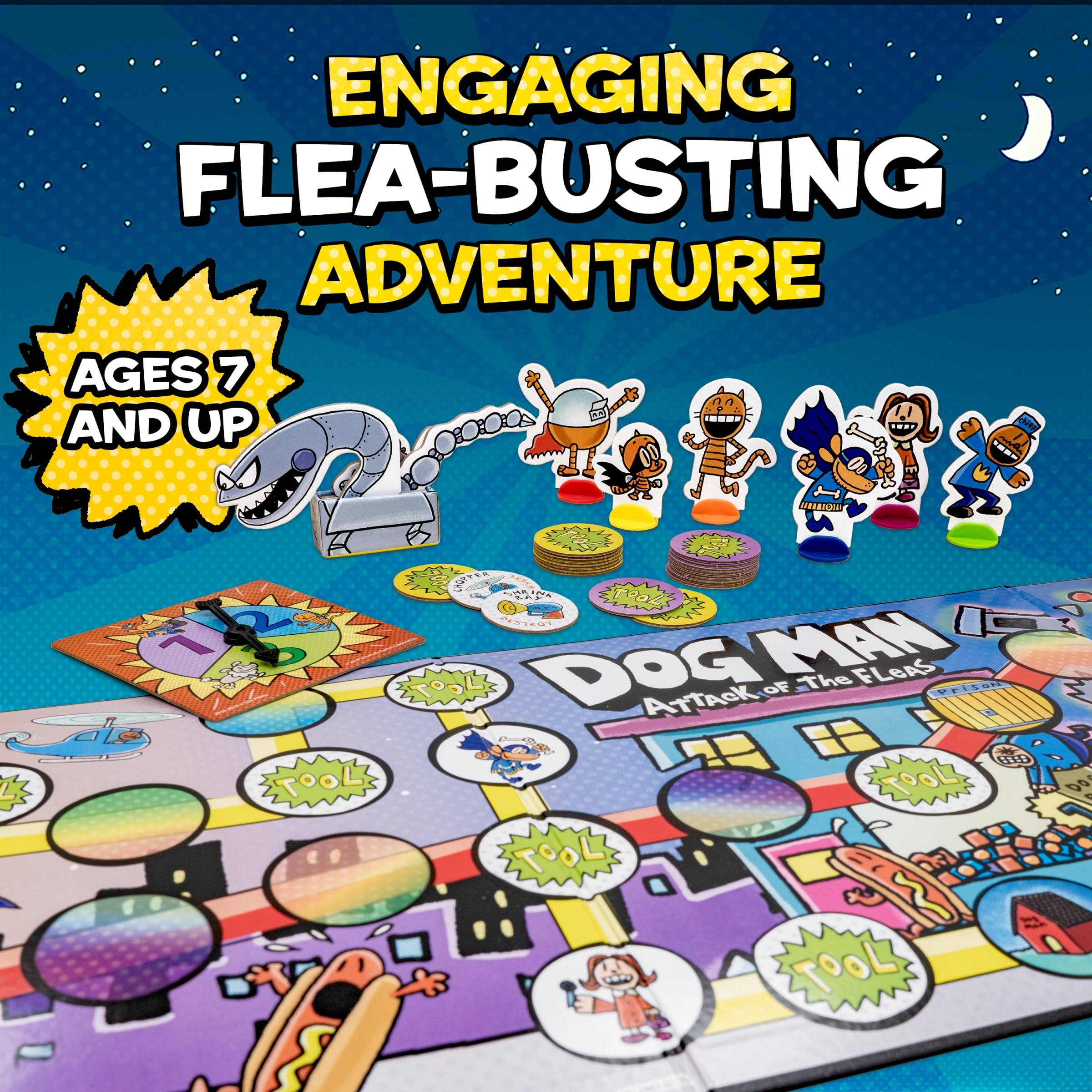 University Games Dog Man Attack of the Fleas Board Game for 2-6 Players | Model 07010 16