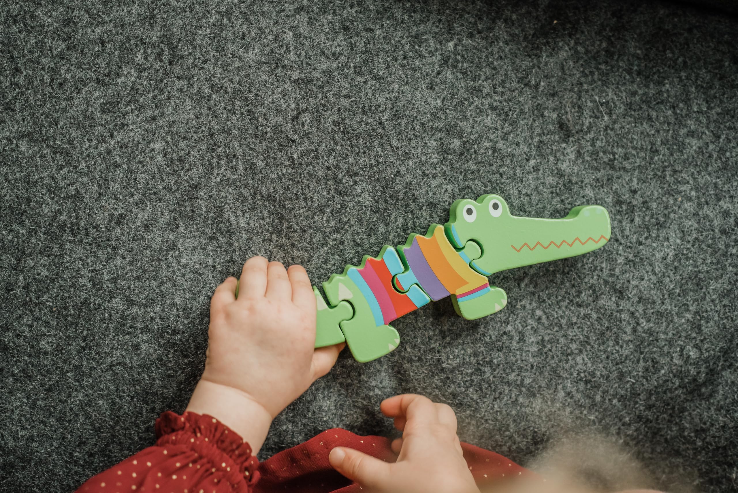 ORANGE TREE Wooden Crocodile Puzzle - Rainbow Colours | Educational Toy for Toddlers (4 Pieces) 4