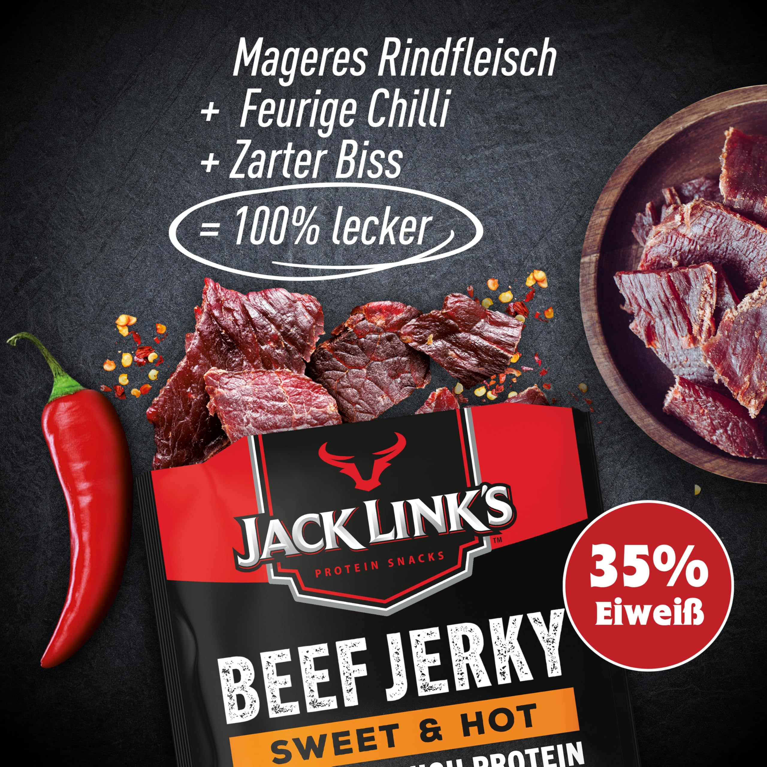 Jack Link's Beef Jerky Sweet & Hot, 12-Pack (12 x 40g), Dried Meat Snack High in Protein 5