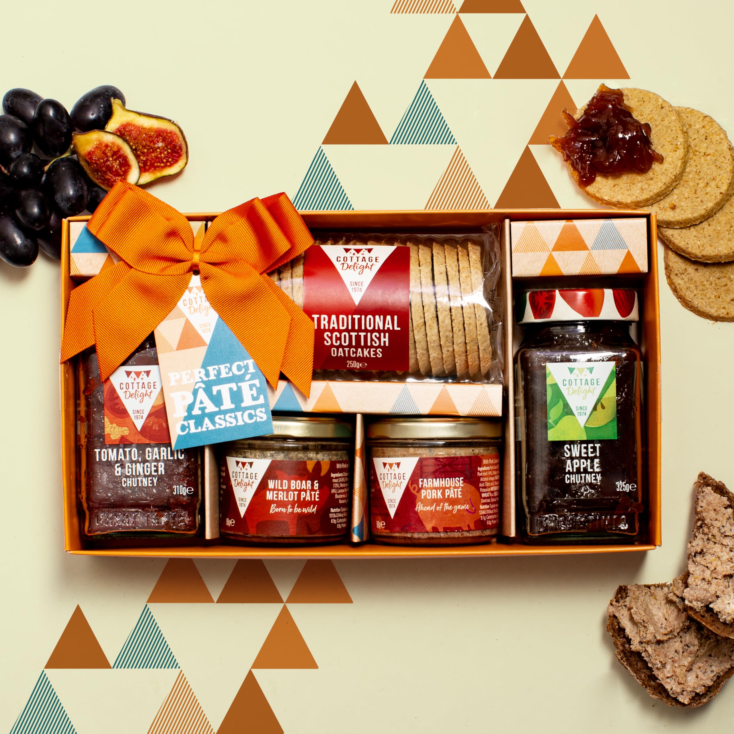 Cottage Delight Pate Hamper - Tomato Garlic & Ginger Pate Classics with Chutneys & Oatcakes