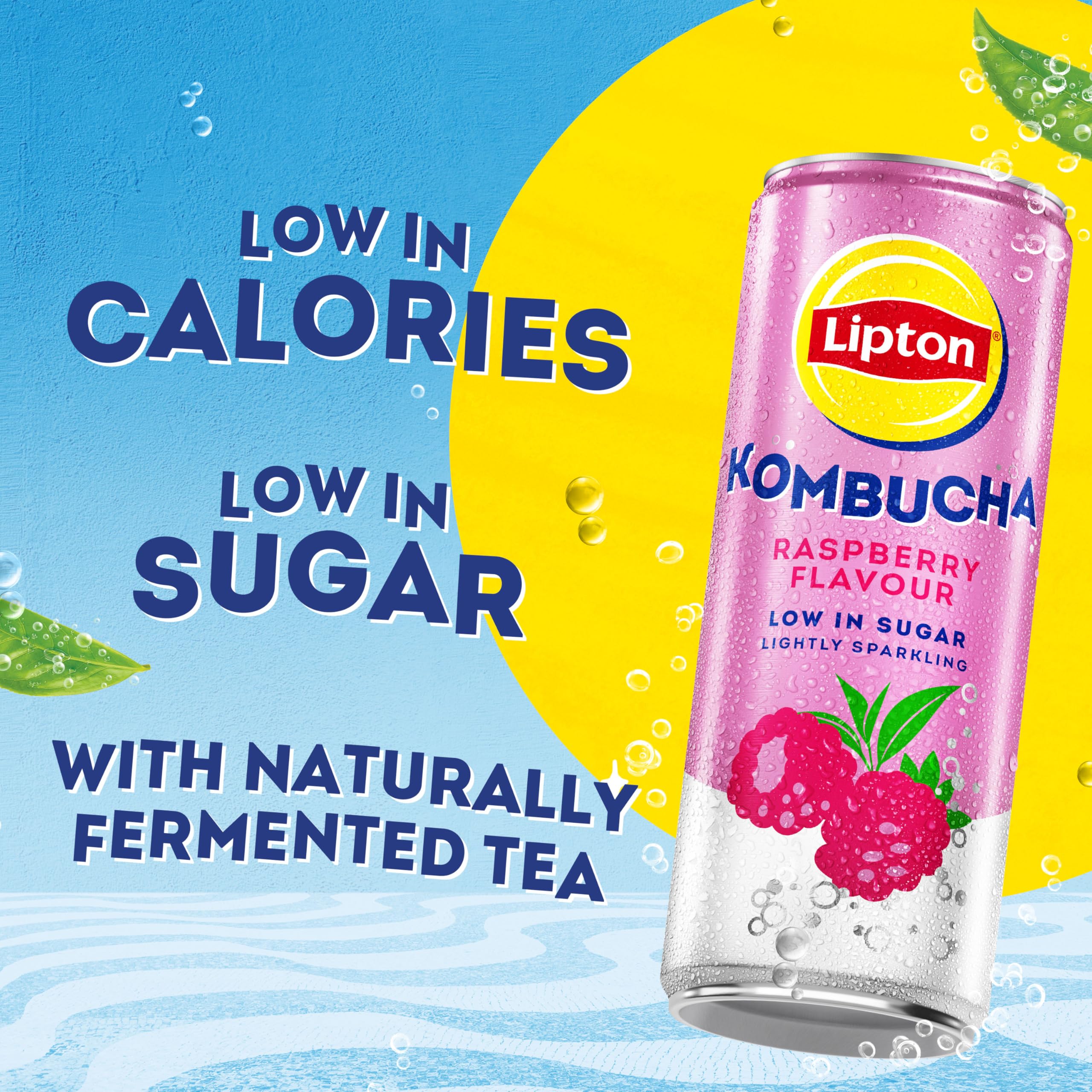 Lipton Raspberry Kombucha - 250ml (Pack of 4) | Live Cultures | Low Sugar 5