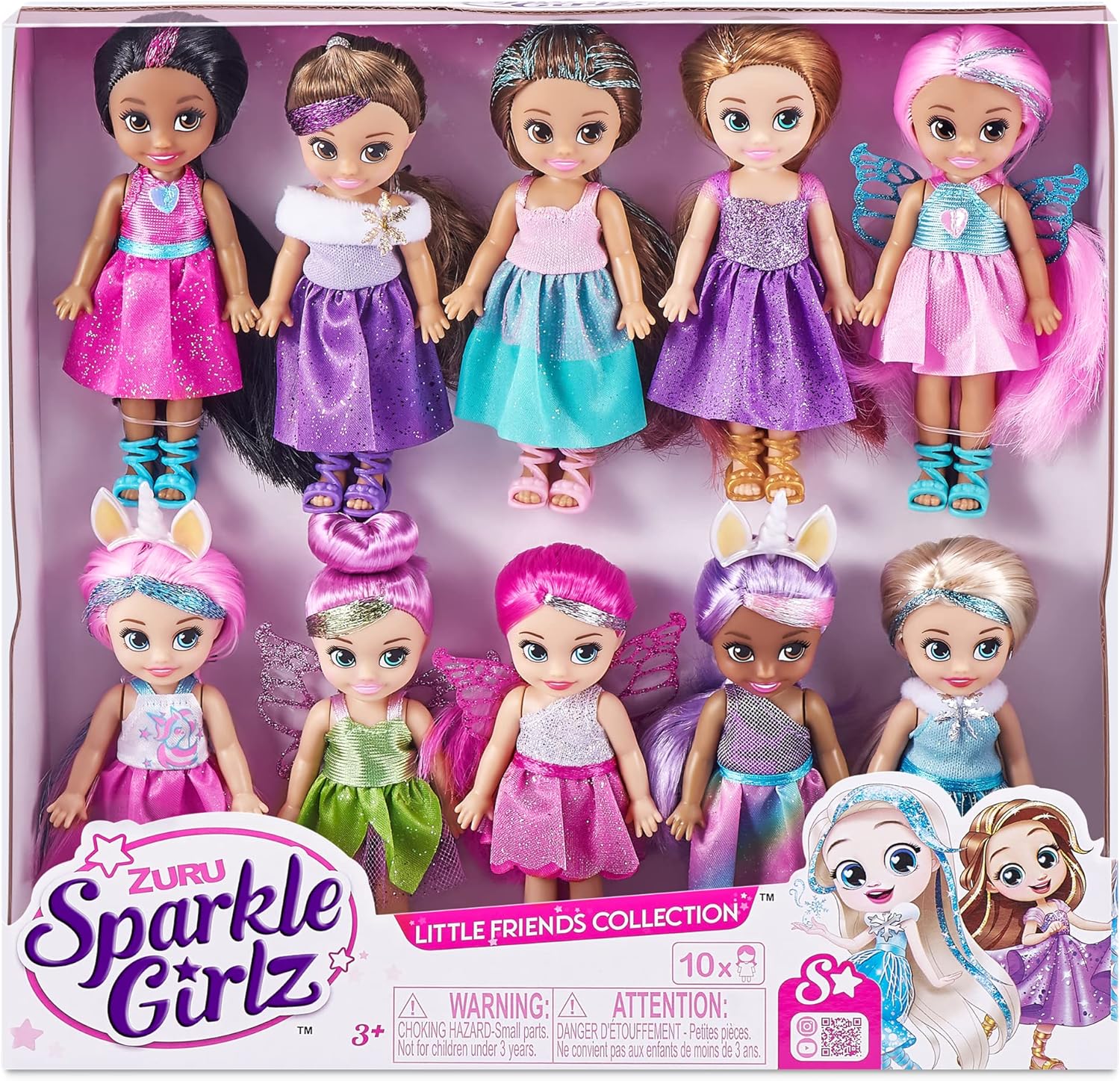 ZURU Sparkle Girlz Fantasy Little Friends Set of 10 Dolls - Sparkly Outfits & Brushable Hair 7