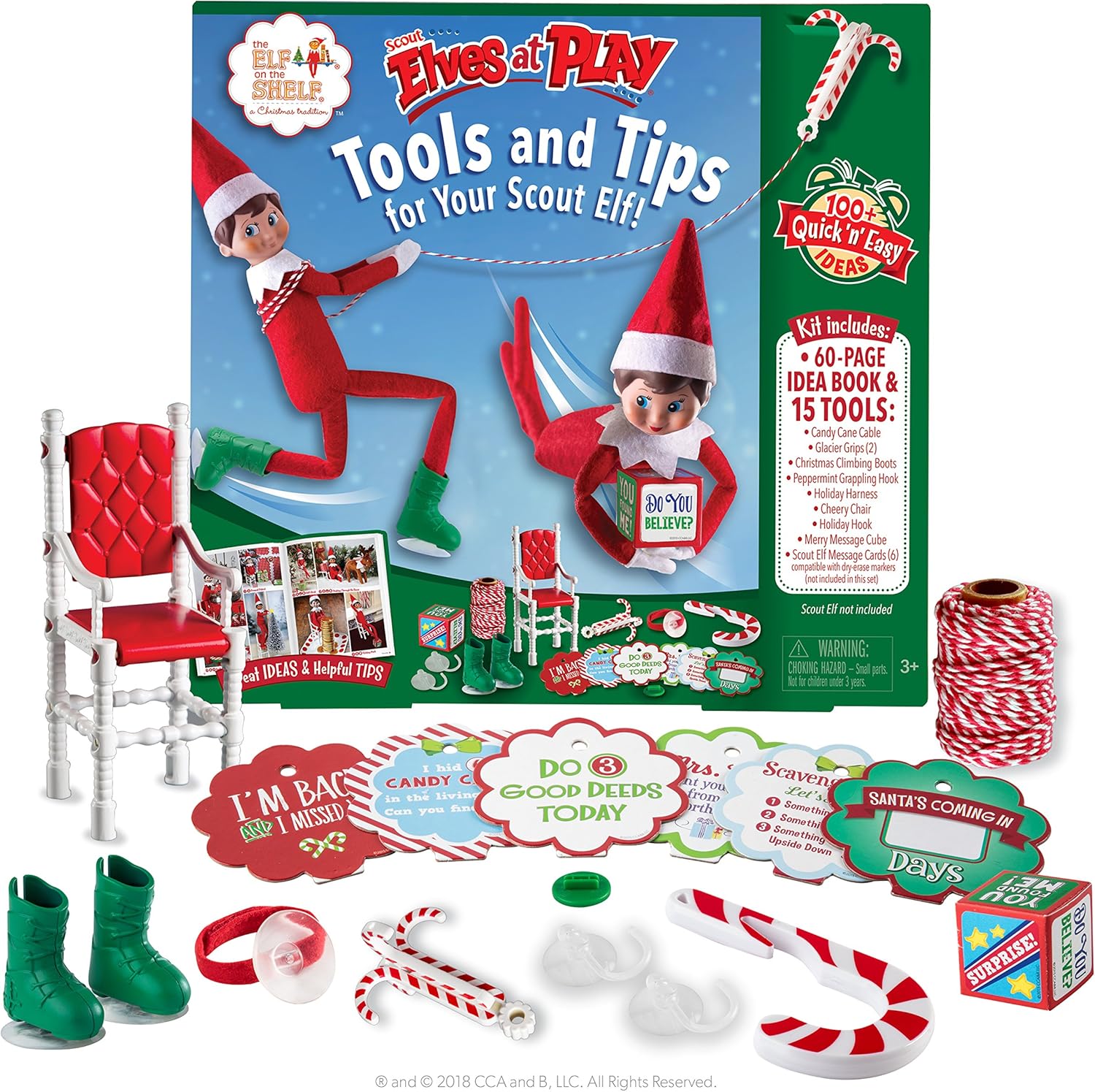 The Elf on the Shelf Scout Elves at Play Kit - 20-Piece Set with 60-Page Elf Ideas Book & Accessories
