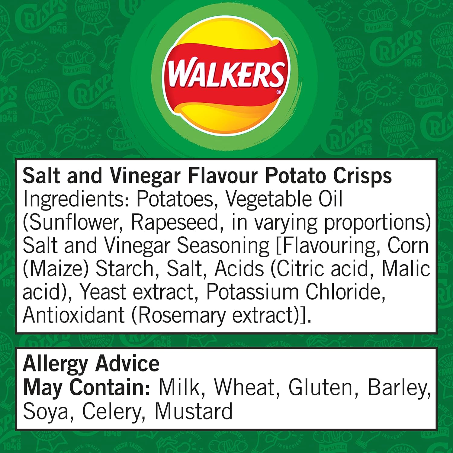 Walkers Salt &amp; Vinegar Chips 32,5 g (Karton mit 32 Stück) 13