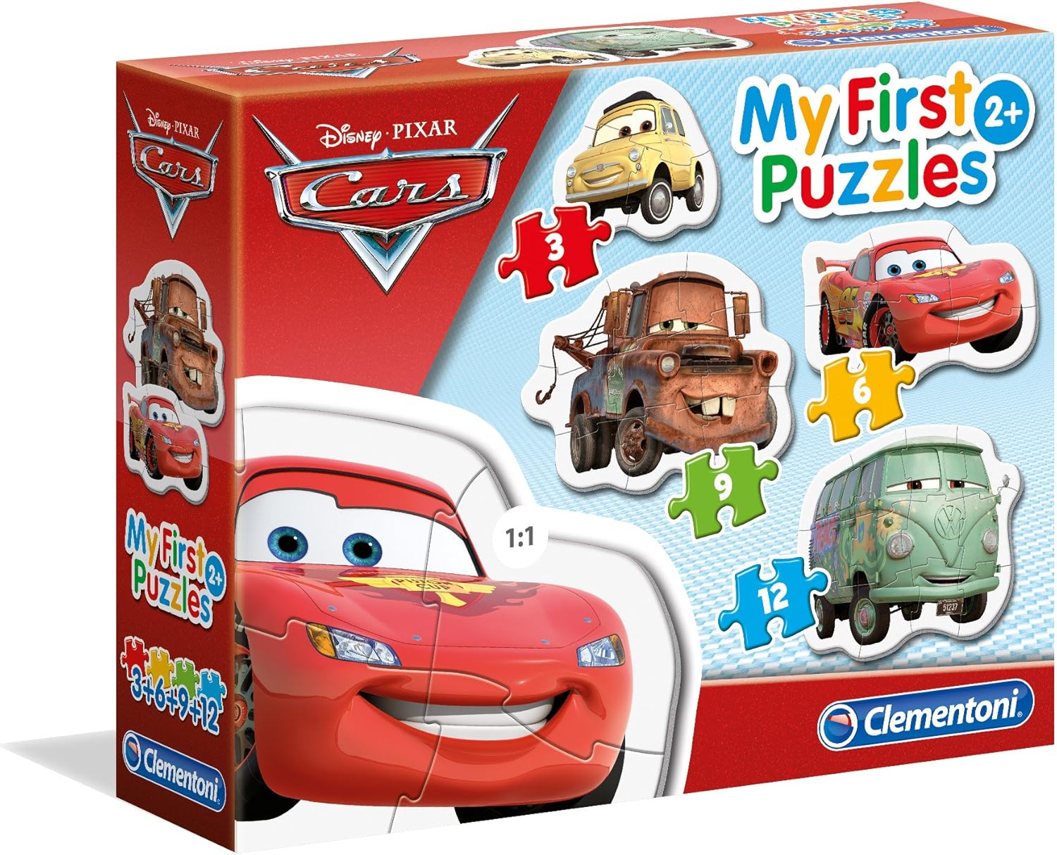Clementoni My First Puzzle - Cars 3-6-9-12 Piece Jigsaw Set for Toddlers