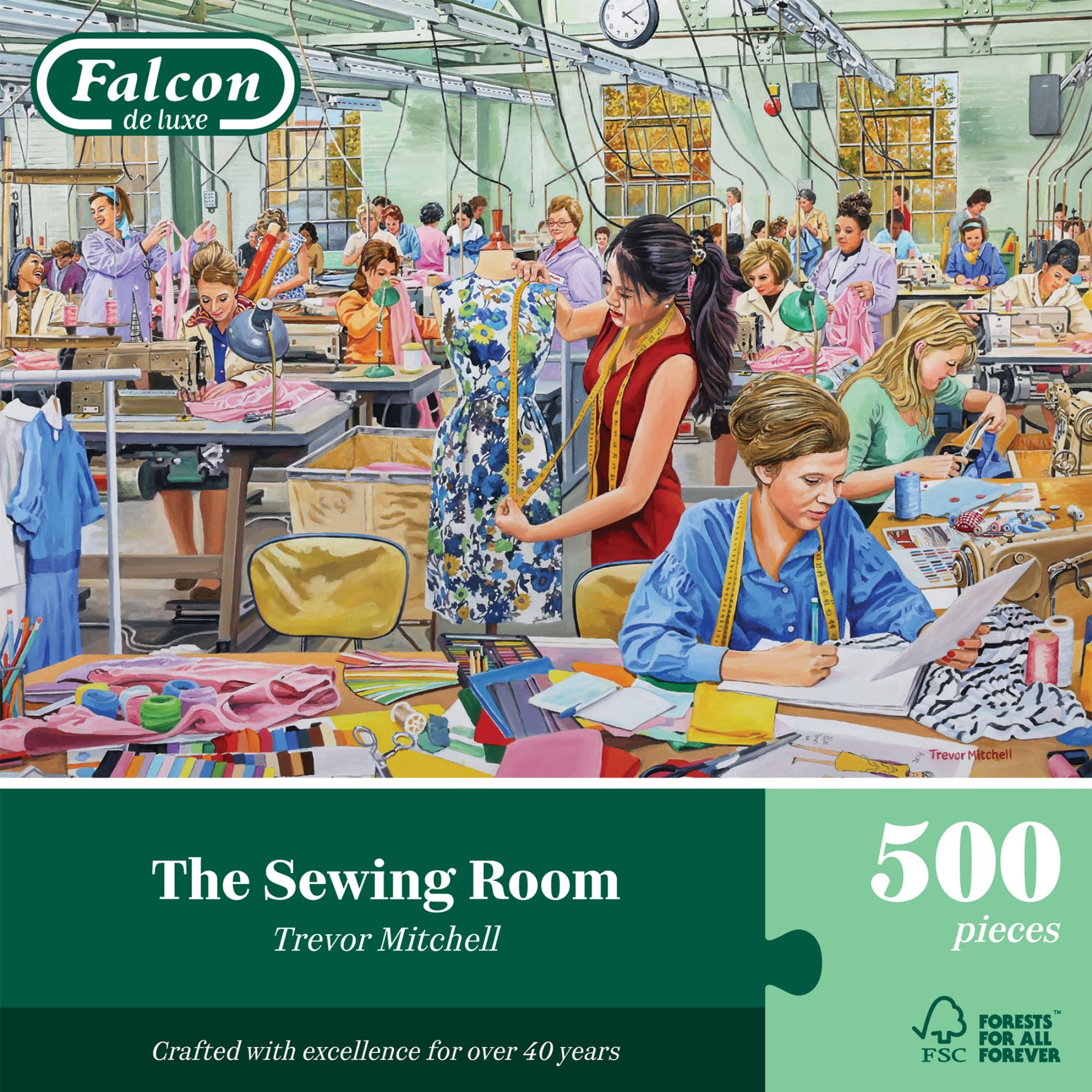 Falcon The Sewing Room Jigsaw Puzzle - 500 Piece Adult Puzzle Illustrated by Trevor Mitchell