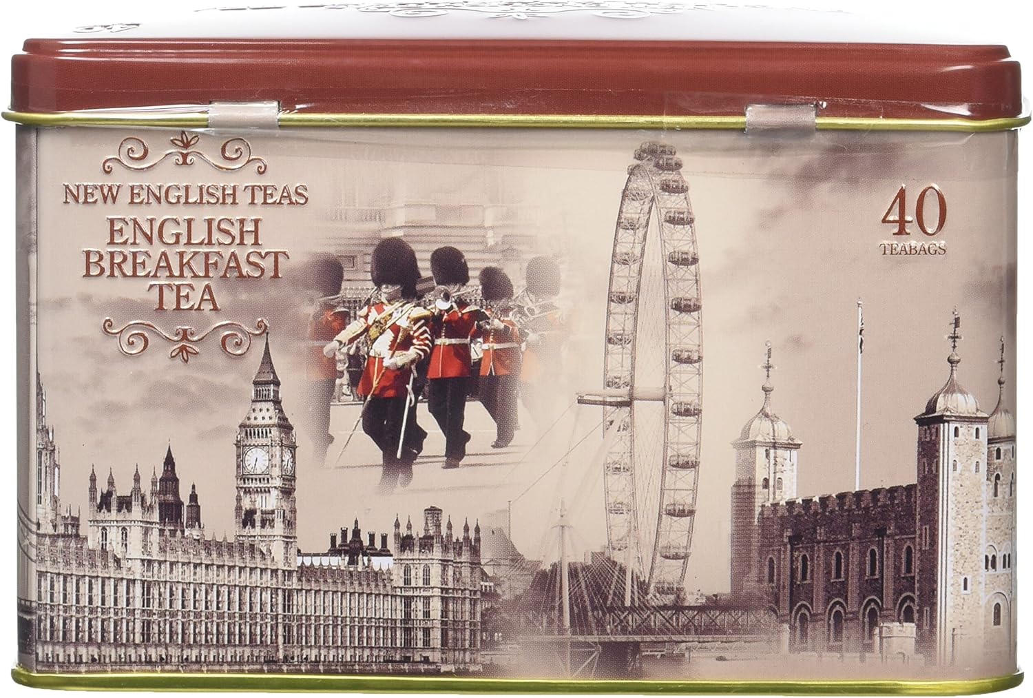 New English Teas Vintage London Tea Tin with 40 English Breakfast Teabags 4