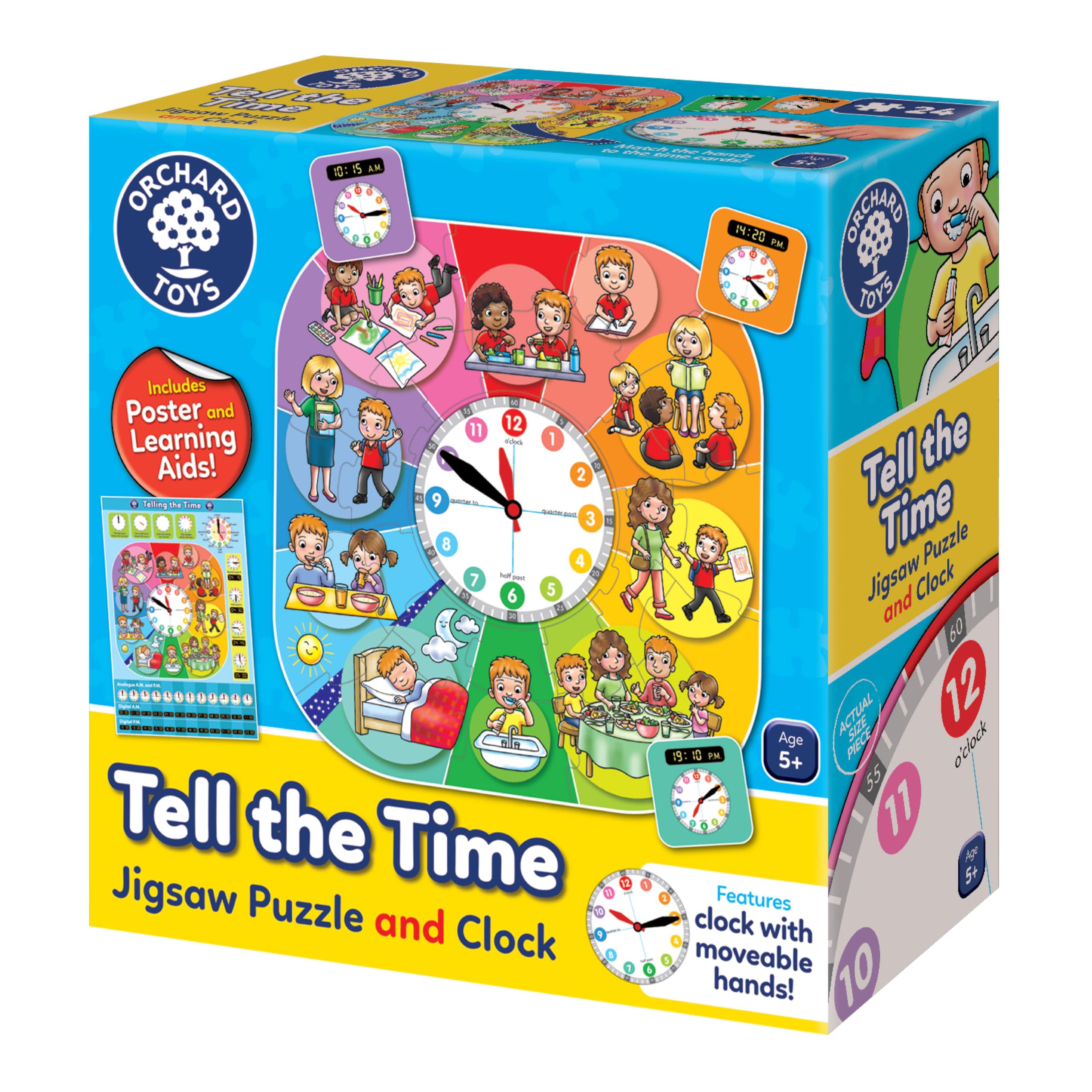 Orchard Toys Tell the Time Puzzle - Educational Clock Learning Toy | 24 Pieces | Ages 3+