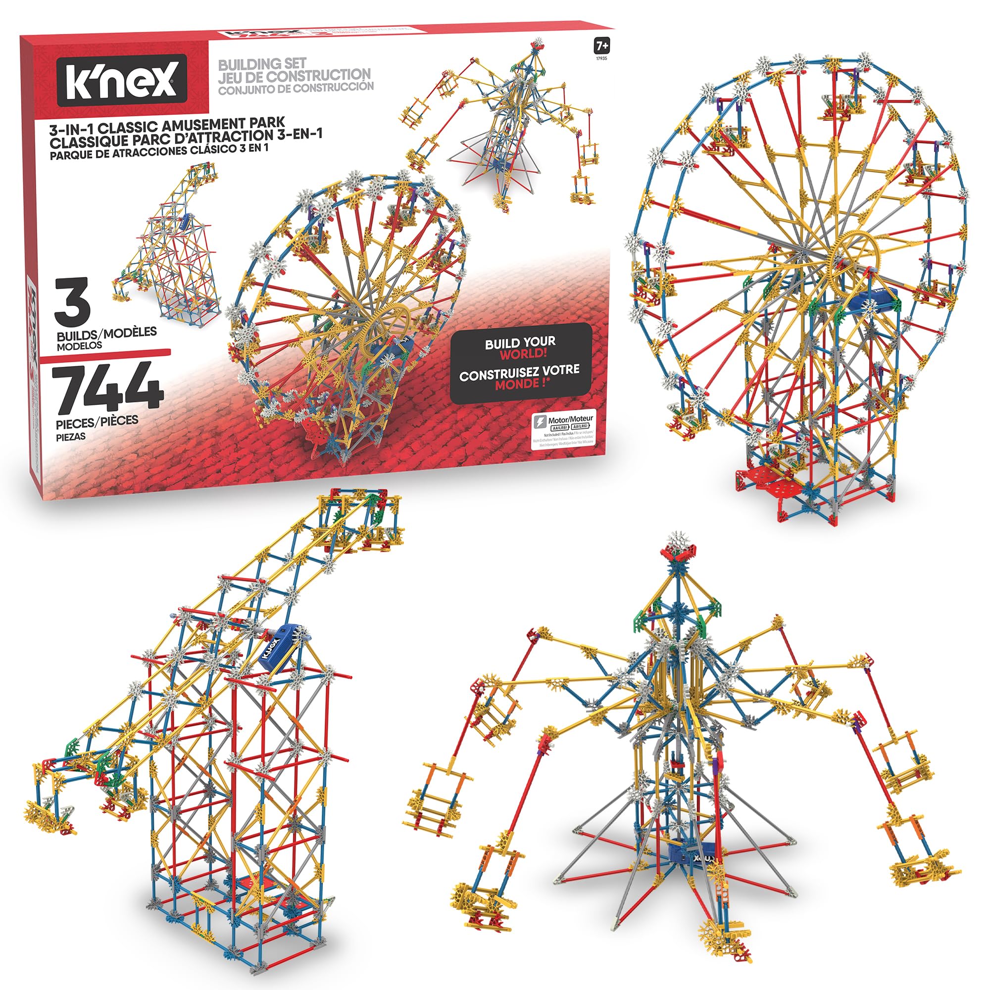 K'NEX 3-in-1-Bausatz „Klassischer Vergnügungspark“ – 744-teiliges Spielset für Kinder ab 9 Jahren 10