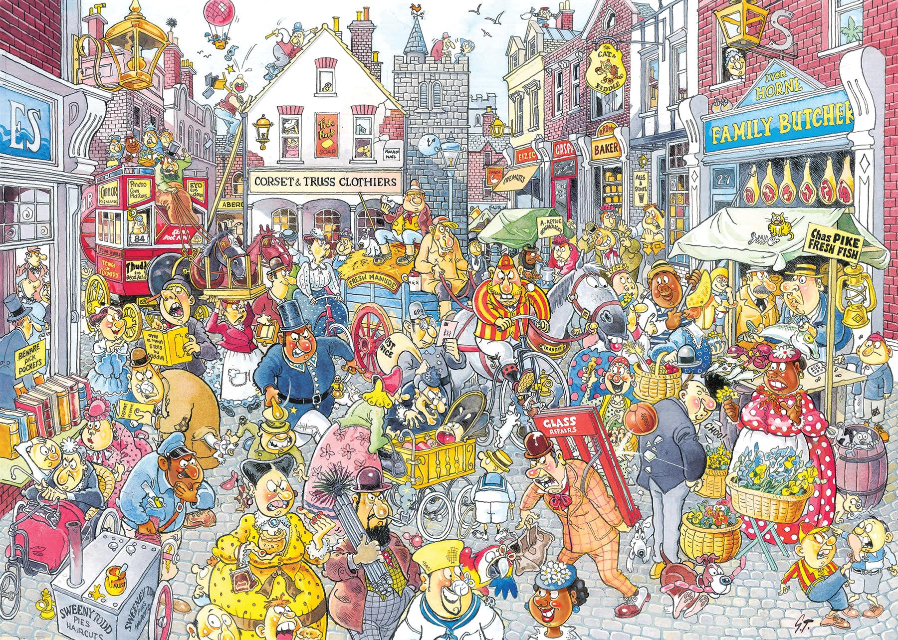 Wasgij Retro Destiny 10 High Street Hassle! Jigsaw Puzzle - 1000 Pieces, Adult