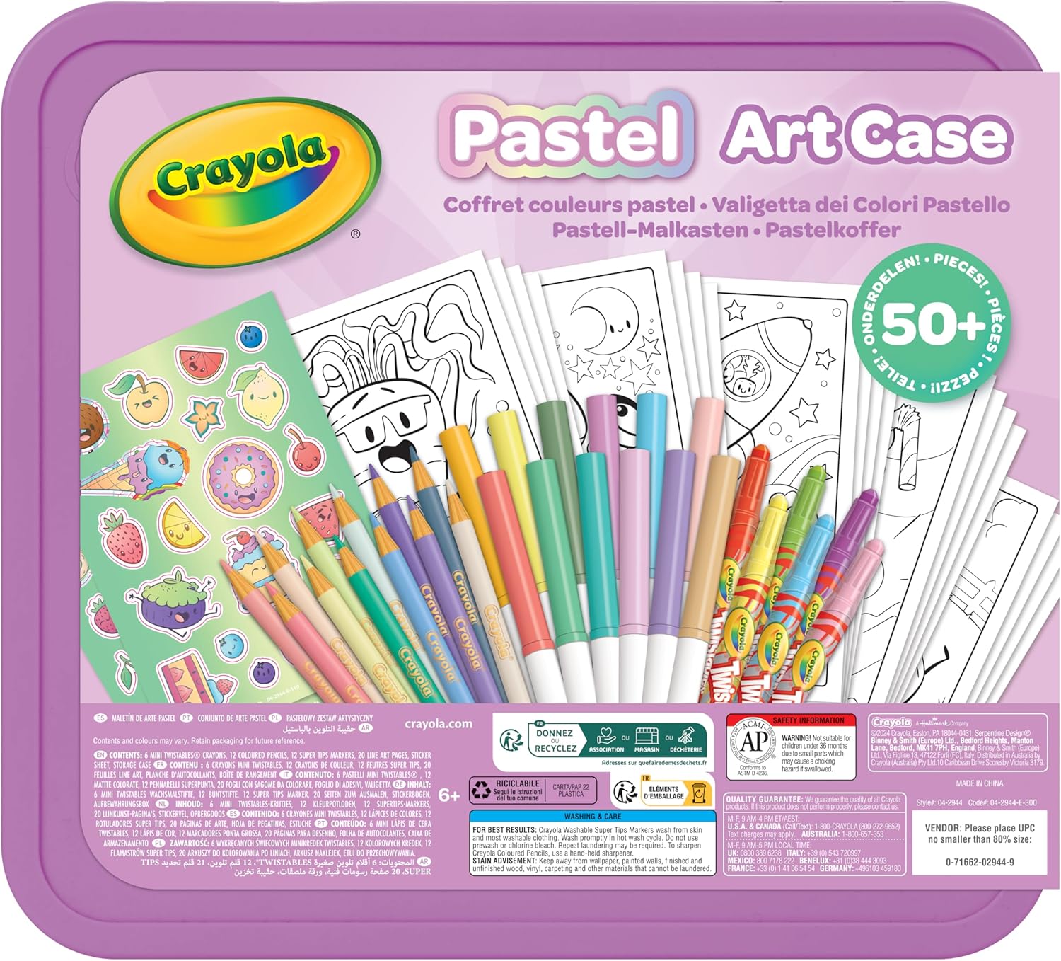 CRAYOLA Pastel Art Case - 50+ Piece Coloring Set for Kids Ages 4+
