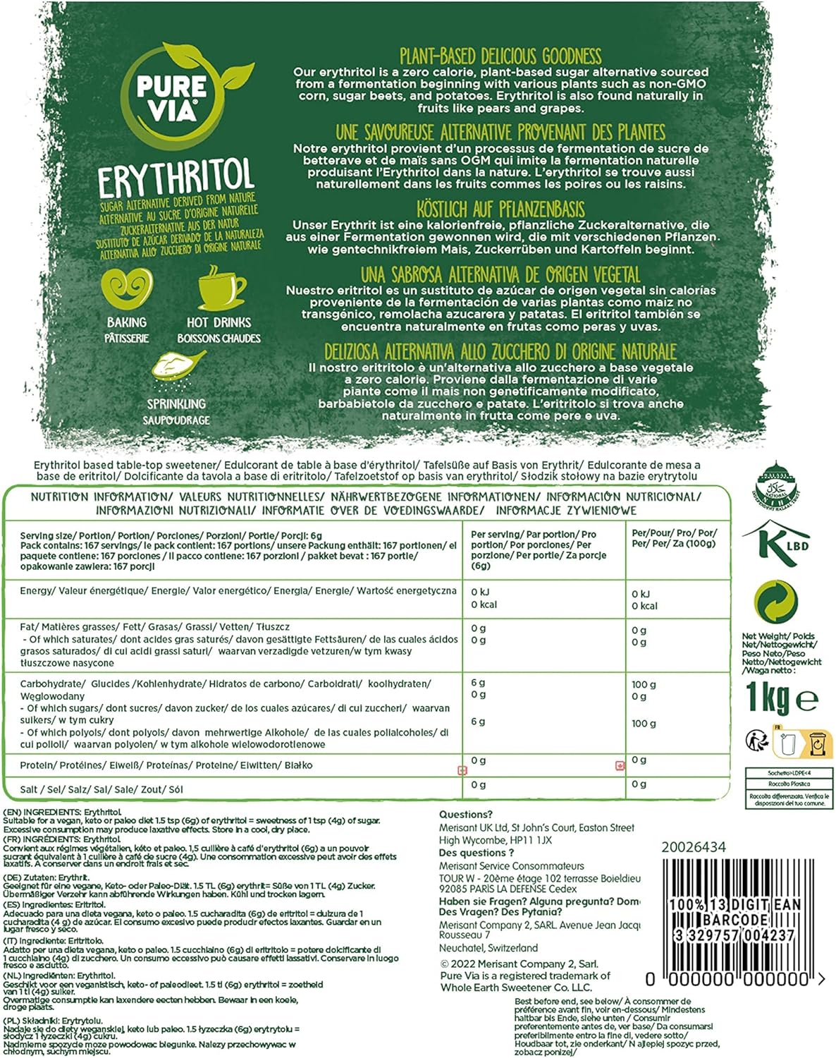 Pure Via Erythrit 1 kg – Kalorienfreies, ketogenes und veganes Zuckerersatzpulver 8