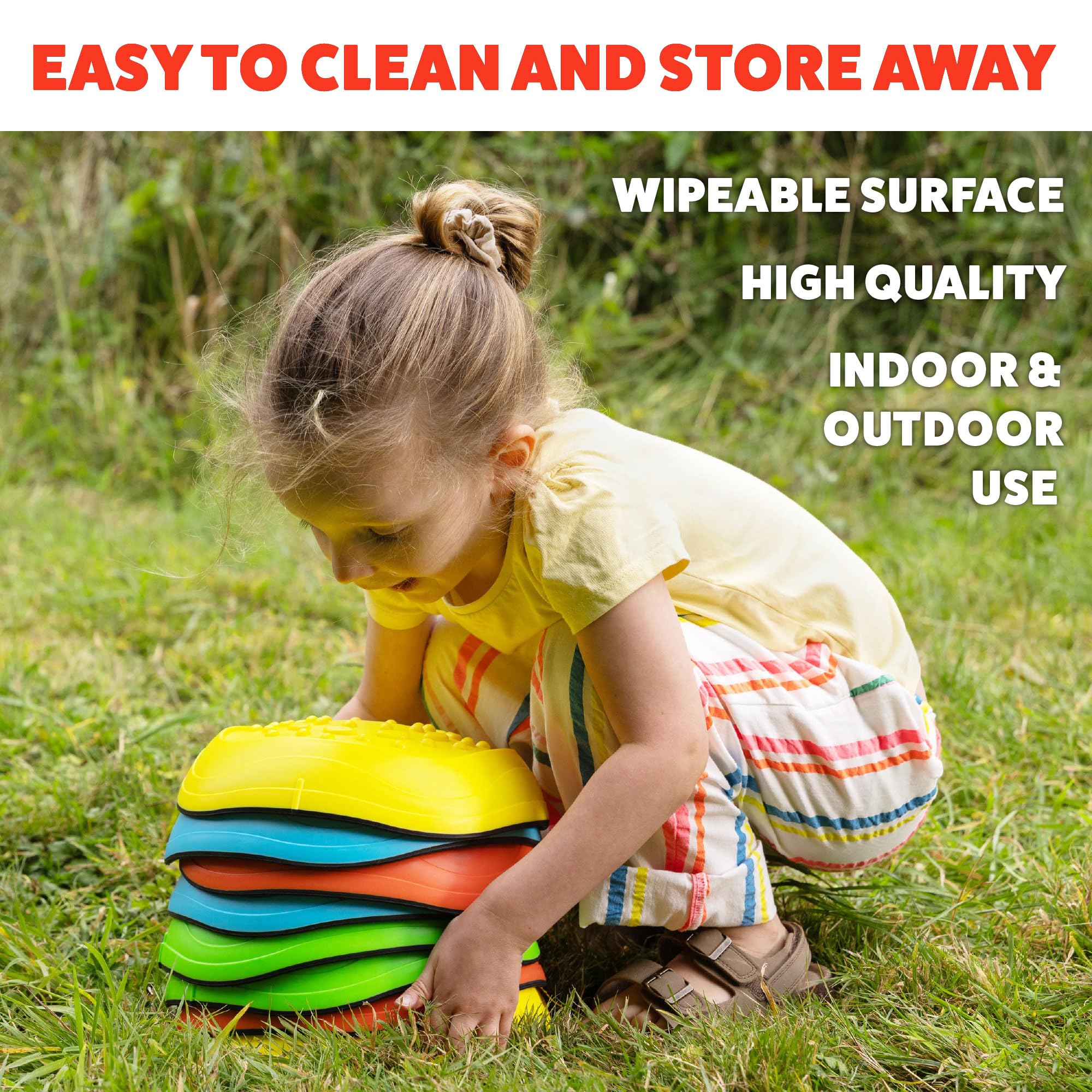 Toyrific Stepping Stones Balance Game - 8 Colourful Non-Slip Sensory Stones for Kids 3+ 7