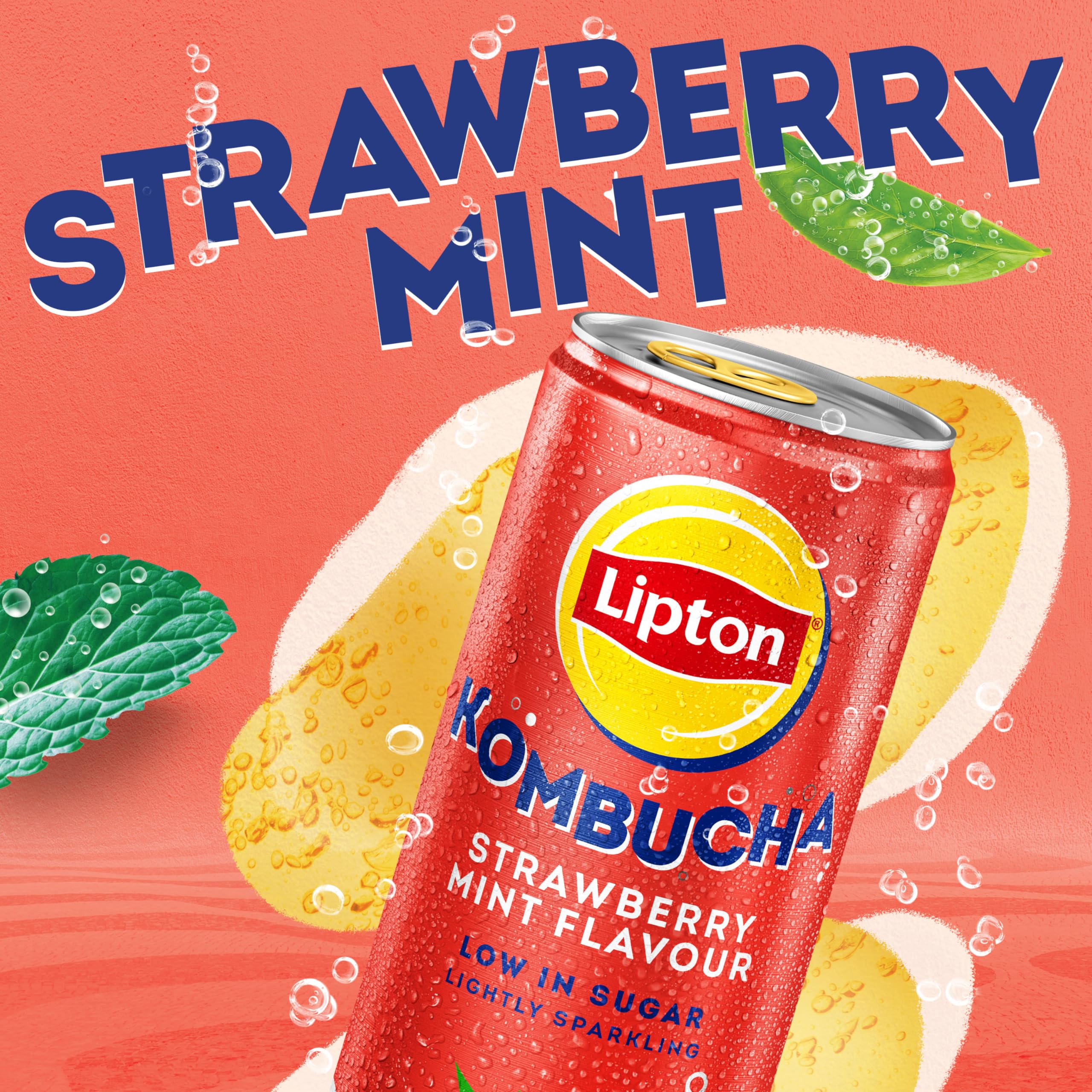 Lipton Kombucha Strawberry & Mint Flavored Tea Drink, 250ml (Pack of 4) 8