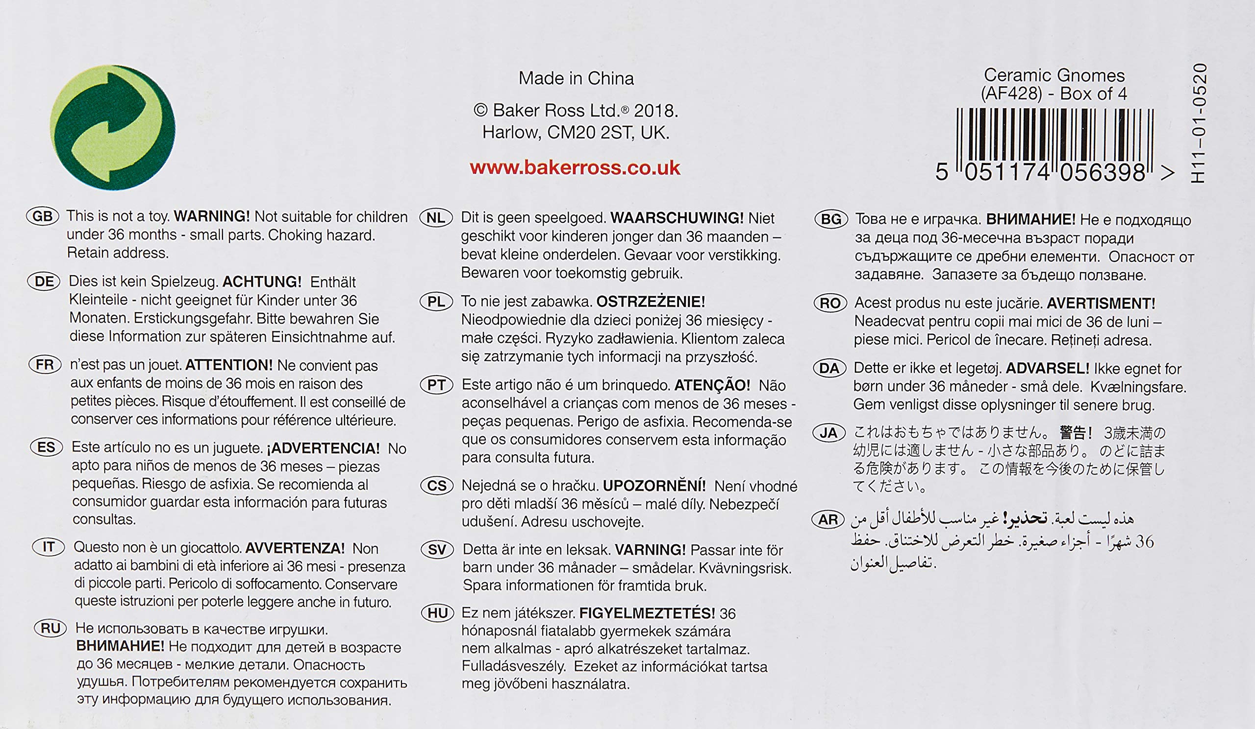 Baker Ross Customisable Ceramic Garden Gnomes - Craft Kit for Kids 3+ 6