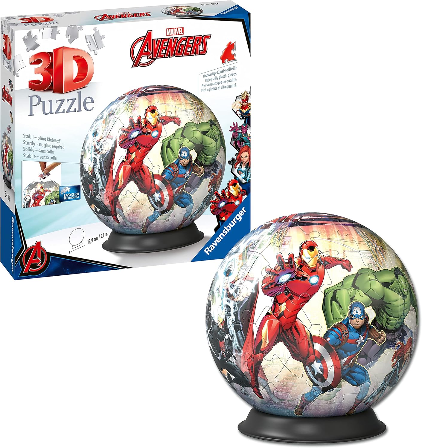 Ravensburger Marvel Avengers 3D Jigsaw Puzzle Ball - 72 Pieces for Kids 6 Years and Up