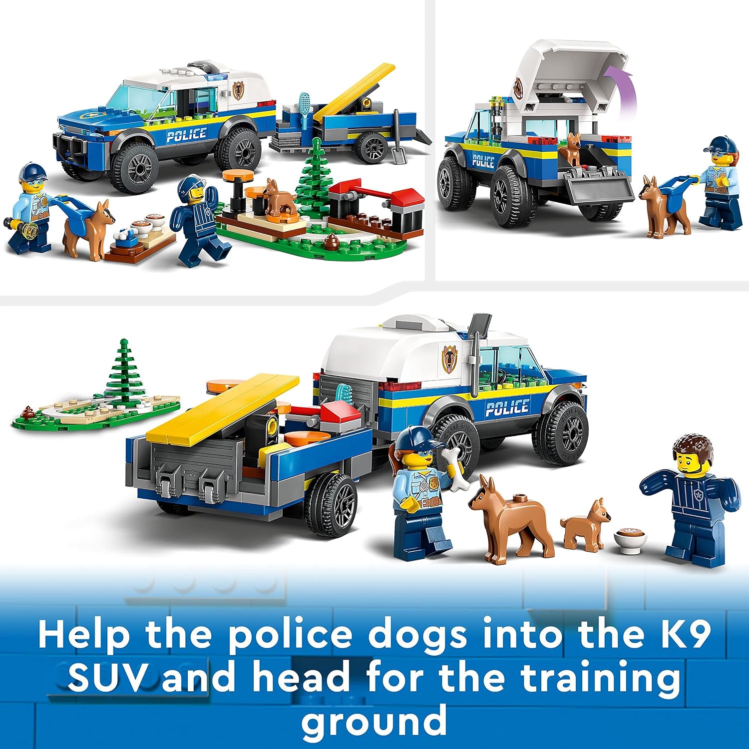LEGO City Mobiles Polizeihunde-Trainingsset 60369 – SUV-Spielzeug mit Anhänger und Welpenfiguren für Kinder ab 5 Jahren 5