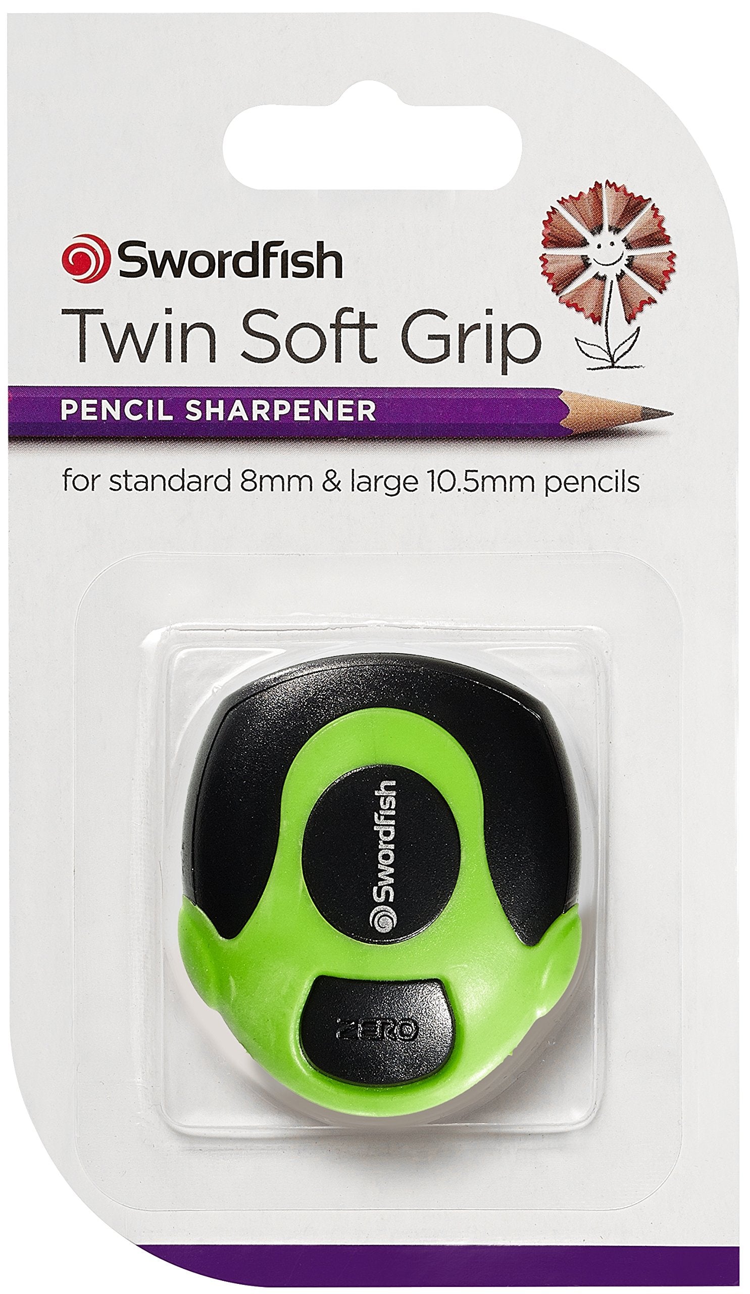 Swordfish Twin Soft Grip Double-Hole Pencil Sharpener for 8mm & 10.5mm Pencils | Pack of 1 4