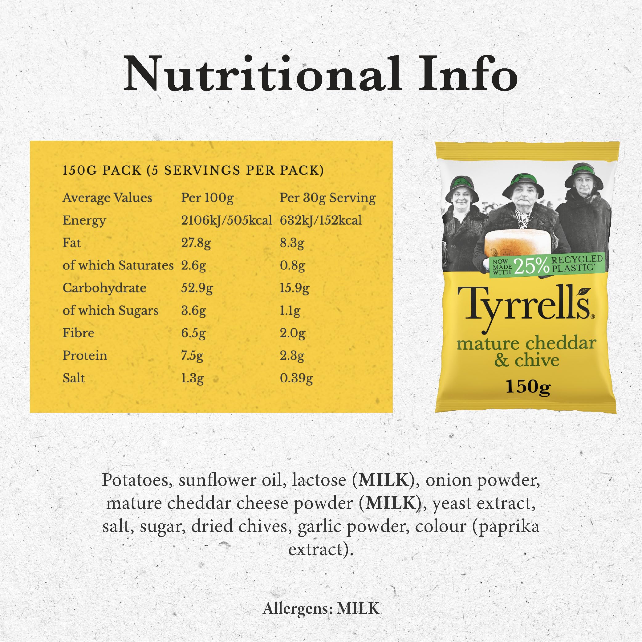 Tyrrells Handgekochte Chips mit reifem Cheddar und Schnittlauch, 150 g 7