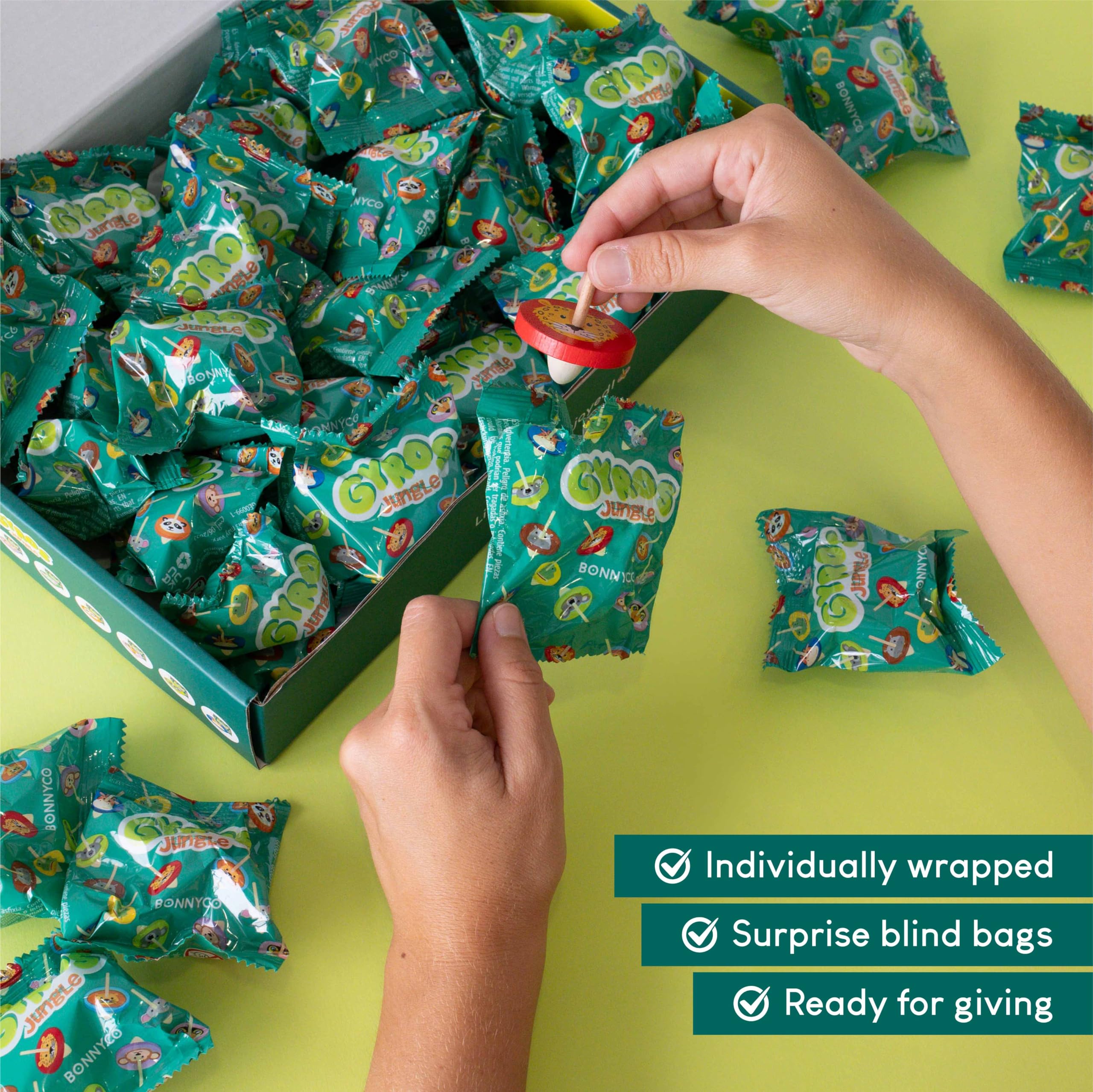 Wooden Spinning Top Animal Party Bag Fillers - 40 Pack for Kids 3+ 9