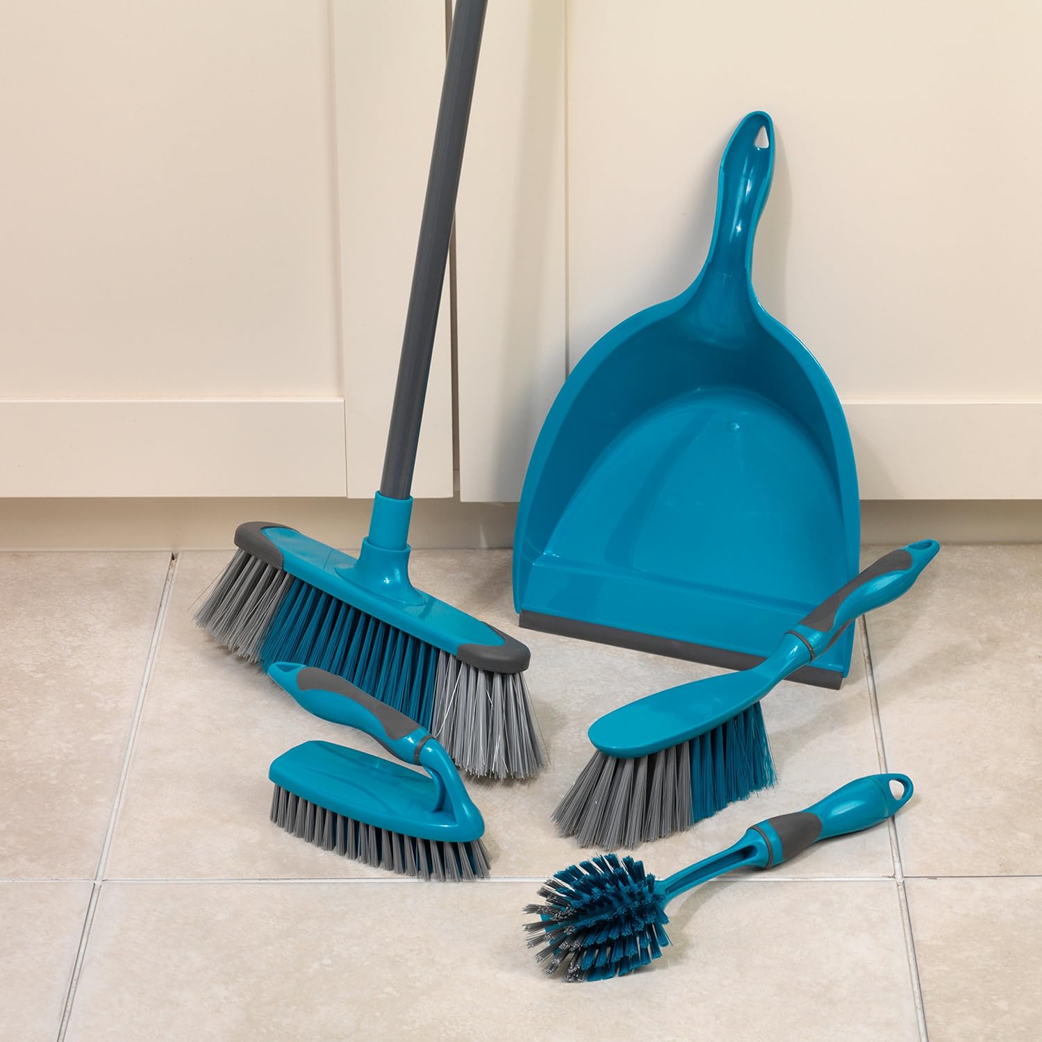 Beldray - LA024152TQ 5 Piece Cleaning Set with Broom, Dustpan & Brush, Scrubbing Brush, Dish Brush 8