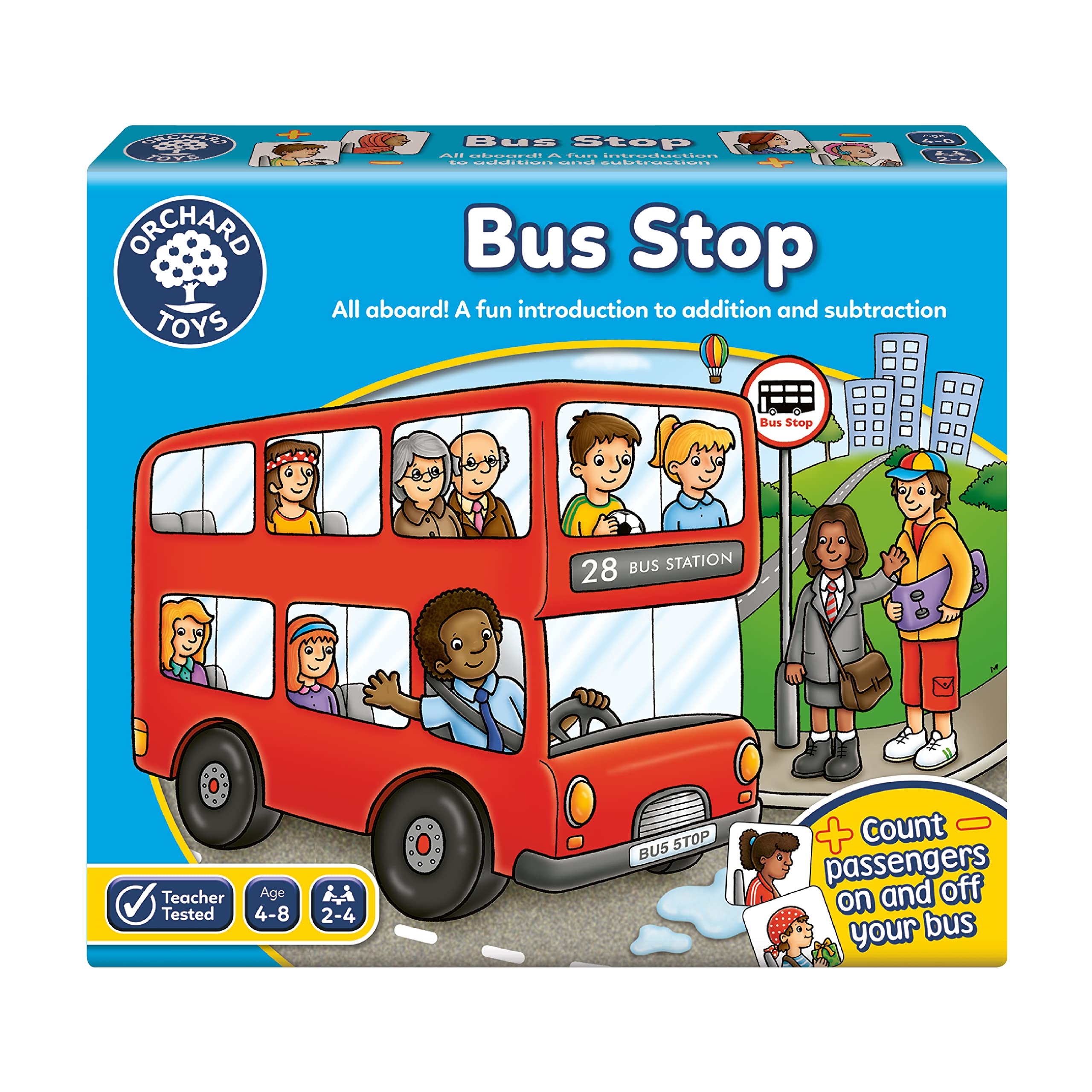 Orchard Toys Bus Stop Game - Educational Addition and Subtraction Board Game for Kids 4-8