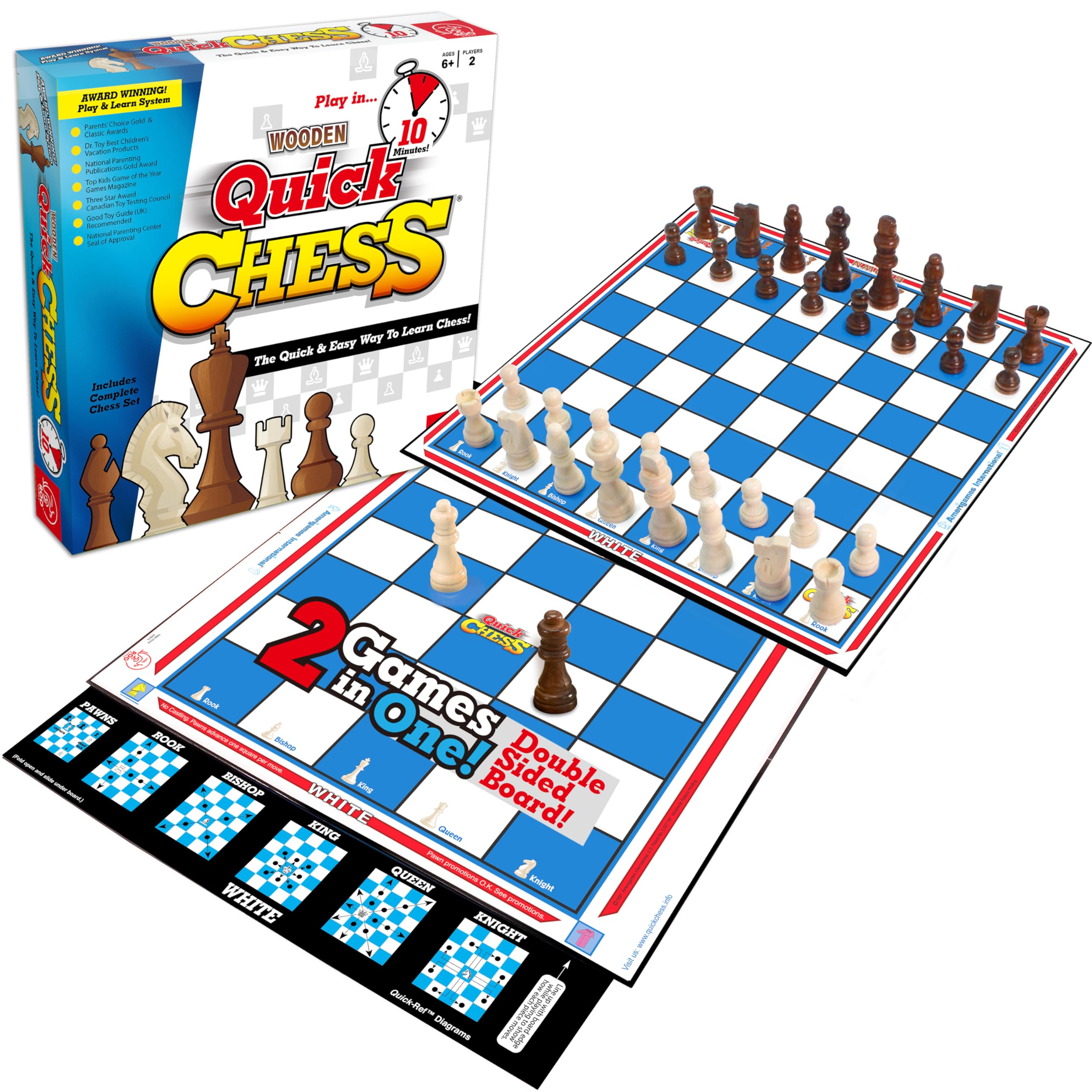Roo Games Quick Chess - Learn Chess in a Flash! 8 Mini-Games on a Wooden Board