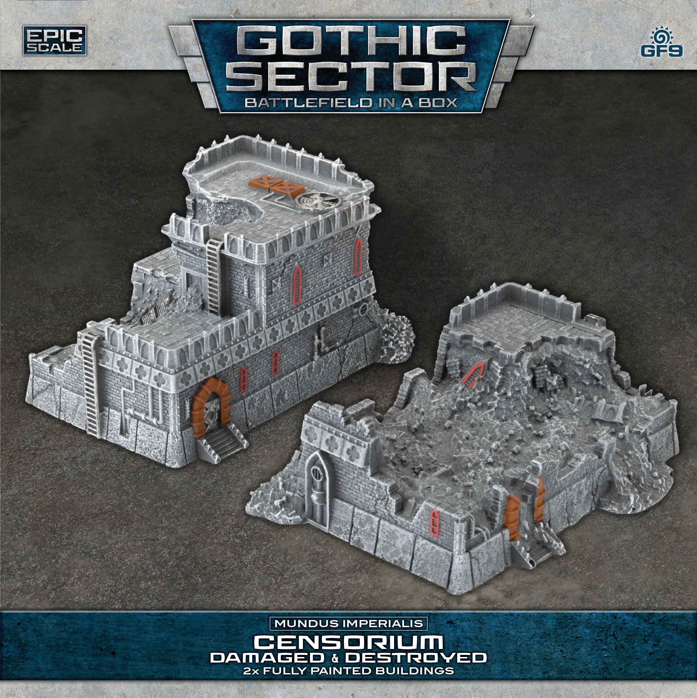 Gale Force Nine Mundus Imperialis Censorium - Damaged & Destroyed Terrain Set | Epic Scale