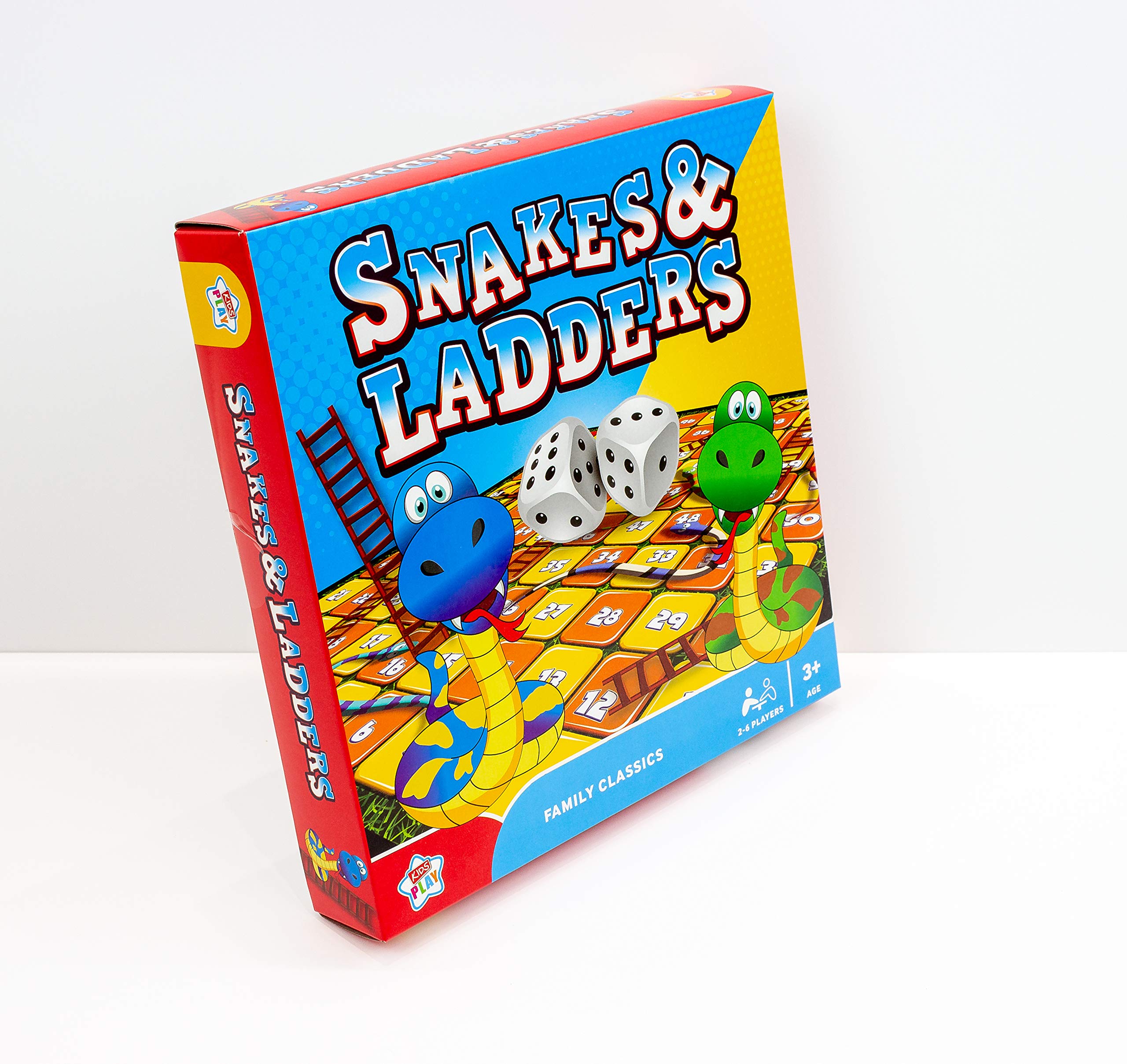 Kids Play Snake & Ladders Board Game - Family Edition | 2-6 Players | Ages 3+