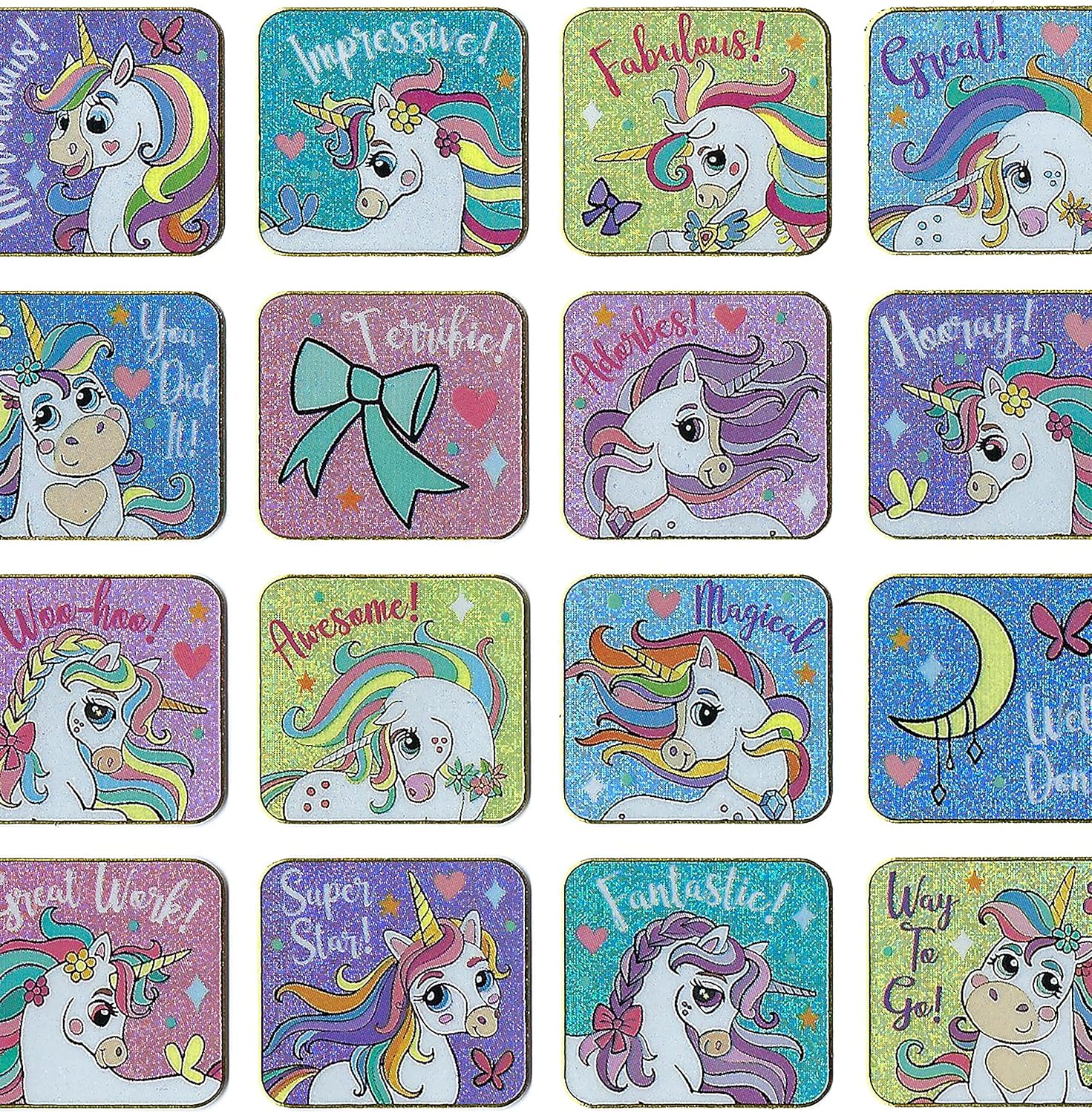 Magical Unicorns Reusable Reward Chart - 56 Sparkly Foil Stickers for Kids 3+ 7