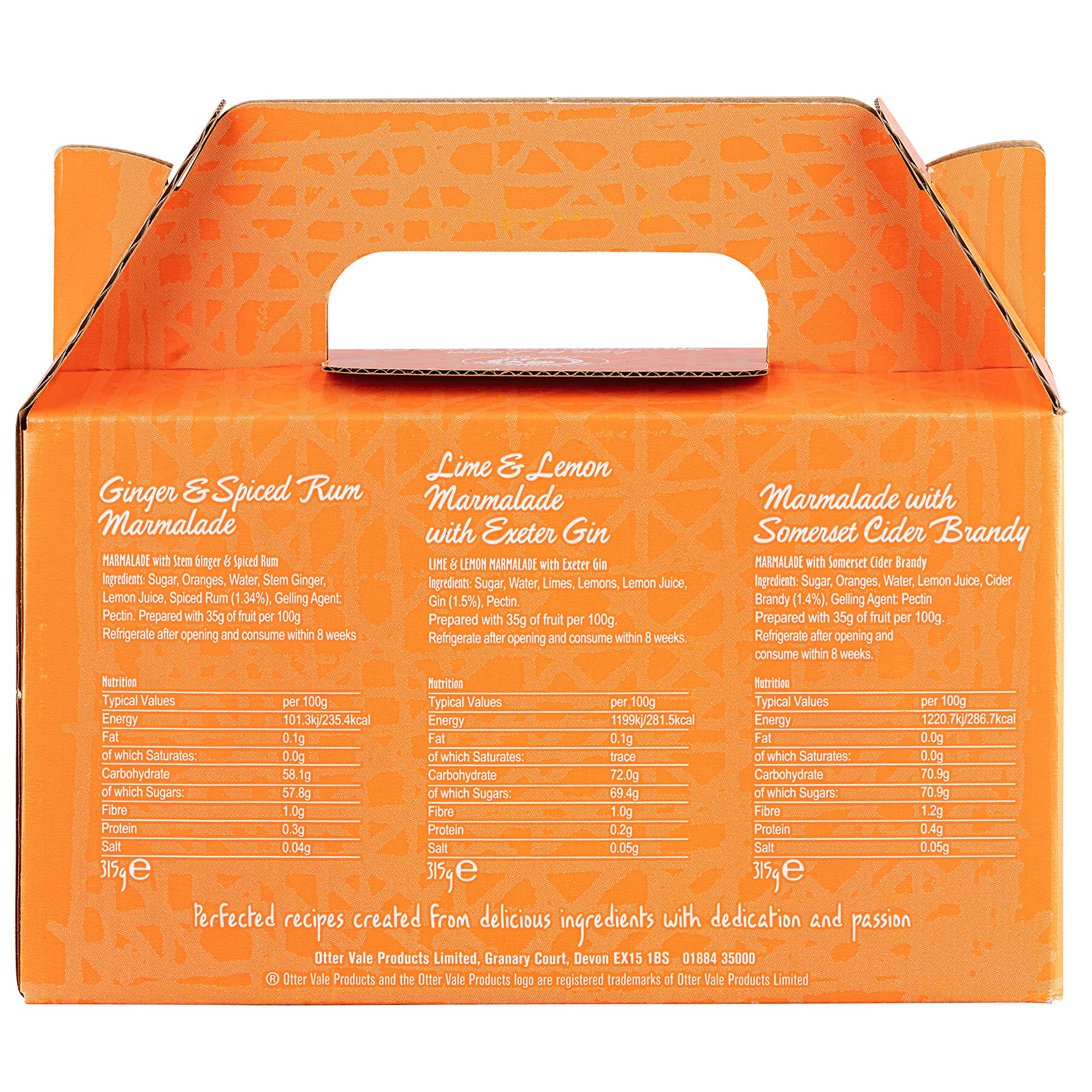 Otter Vale Marmalade Gift Pack - Three Handmade Flavours with Gin, Rum & Brandy 6