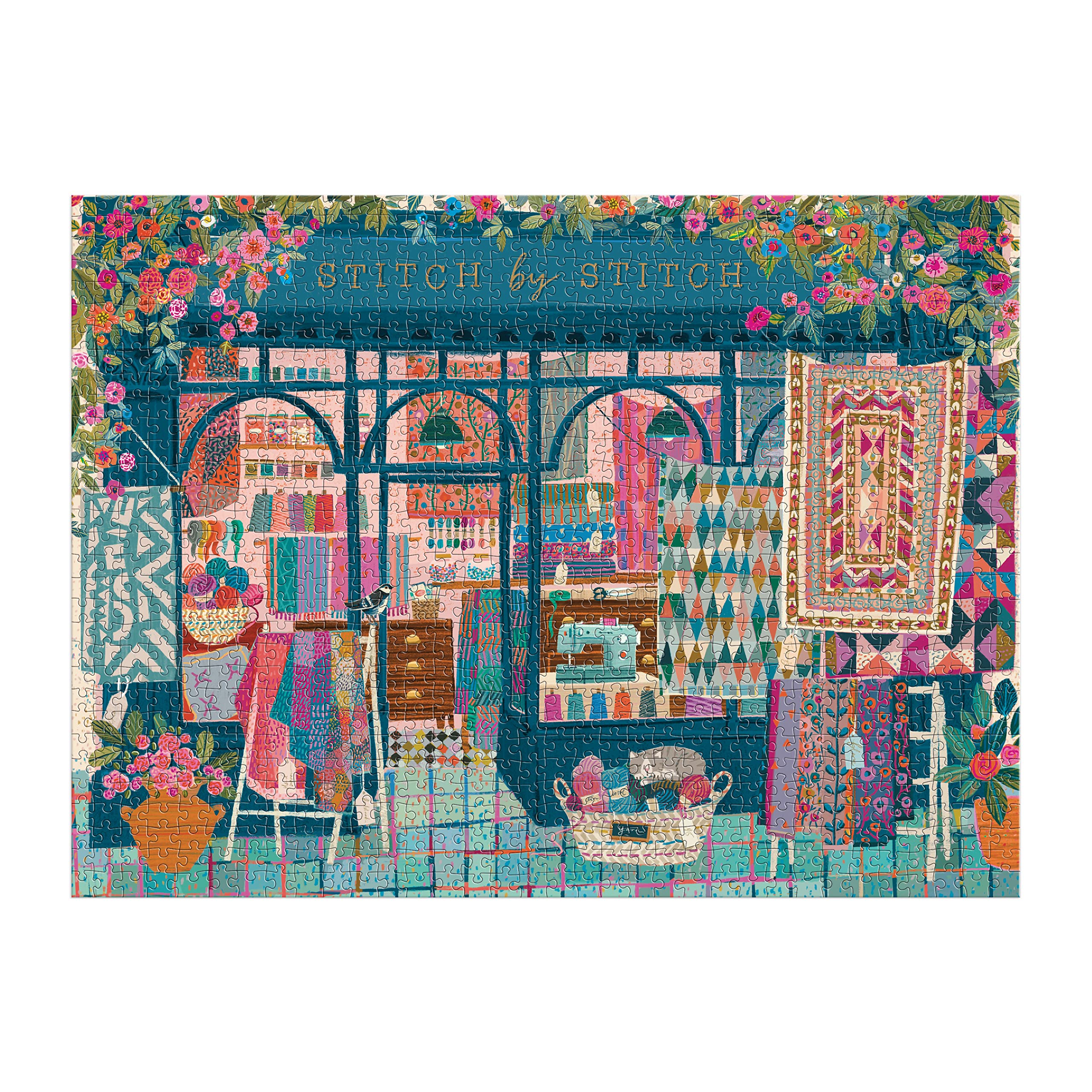 Galison Stitch By Stitch 1000 Piece Jigsaw Puzzle | Victoria Ball Art | 27" x 20" Completed Size 3
