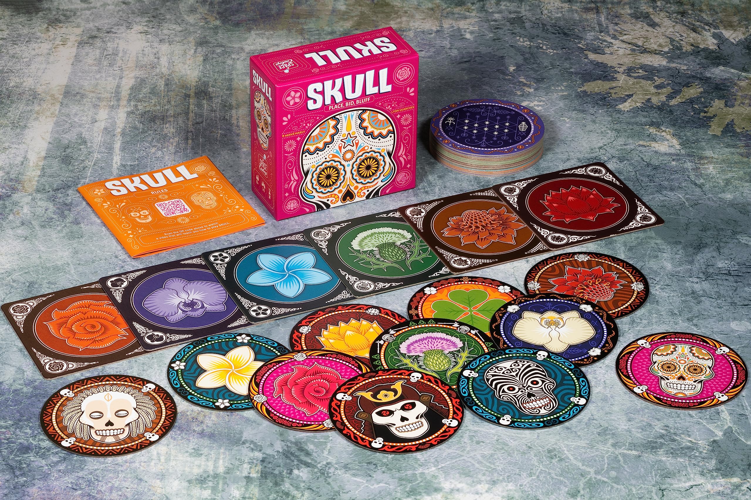 Space Cowboys Skull Bluffing Card Game | Ages 10+ | 3-6 Players | 20-30 Min Play Time