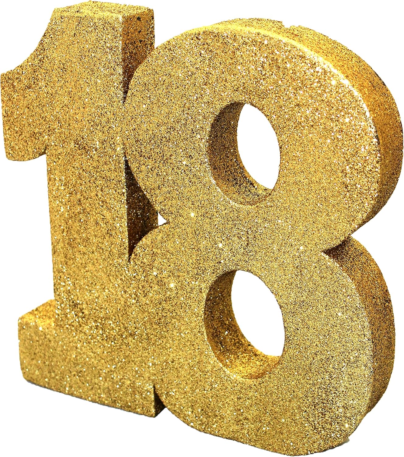 H100 Gold Glitter Number 18 Table Decoration - Sparkling Reusable Centrepiece