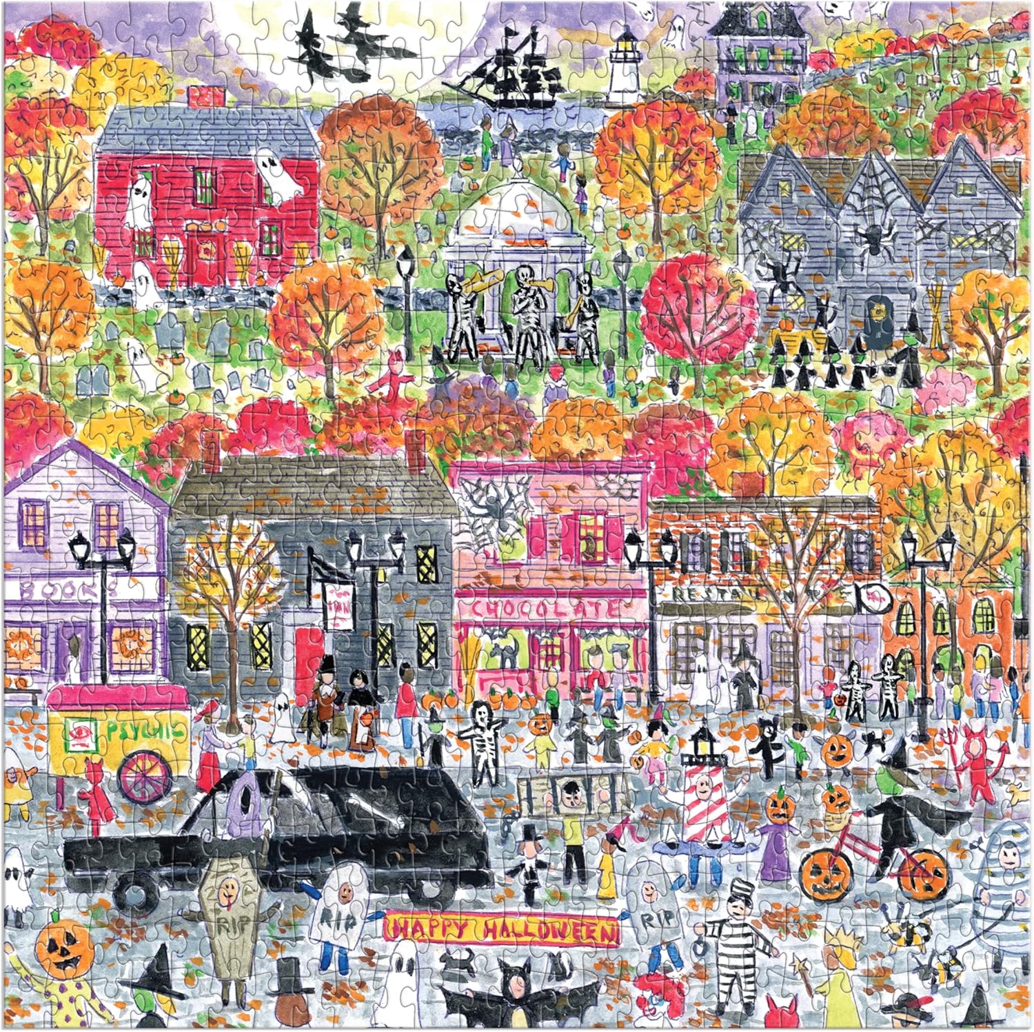 Galison Michael Storrings Halloween Parade 500 Piece Puzzle - Family Jigsaw for Ages 13+ 4