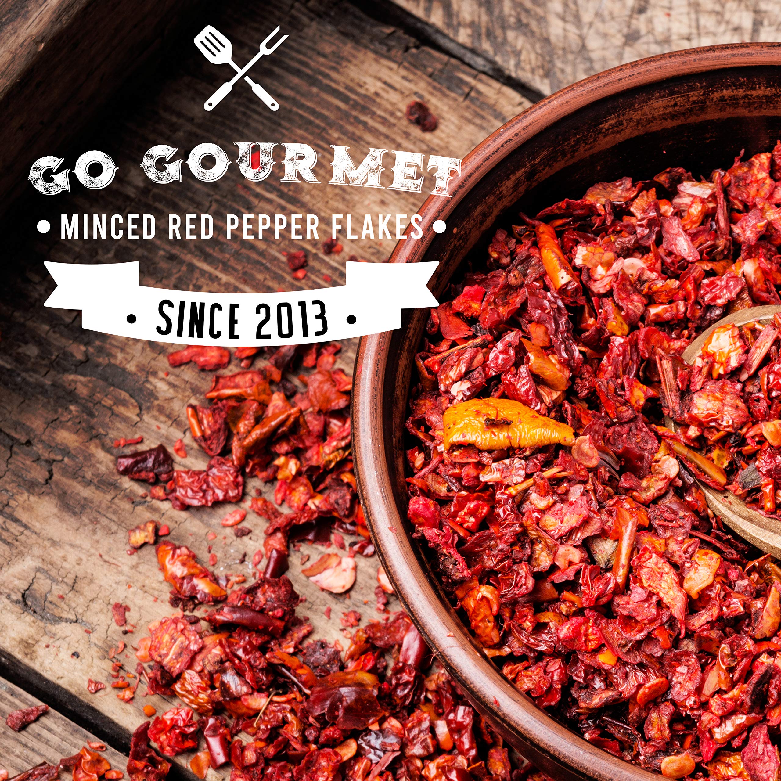 Go Gourmet Gehackte rote Paprikaflocken – Getrocknete rote Paprika 6–9 mm 6