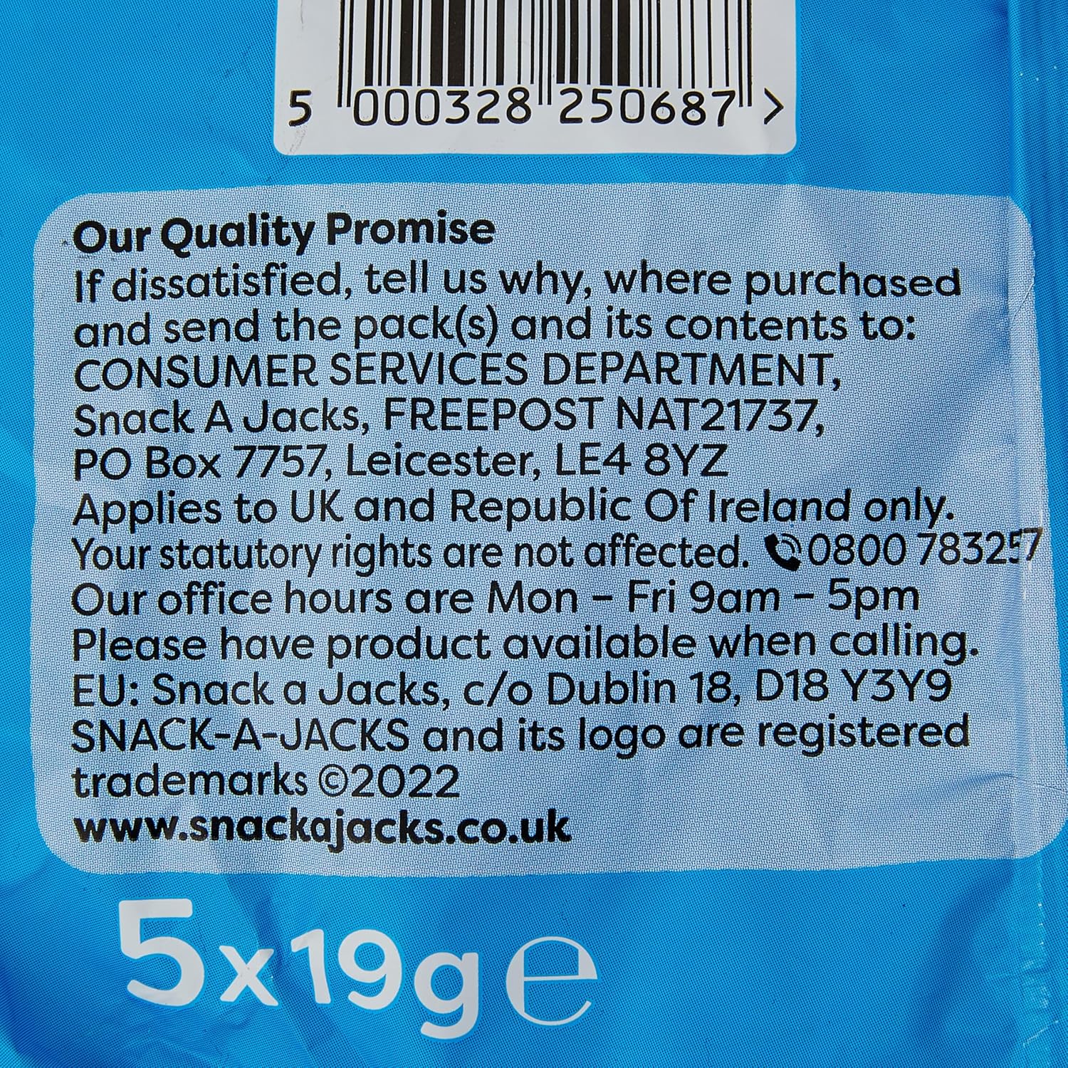 Snack a Jacks Salt & Vinegar 5 x 19g Rice & Corn Cakes 8