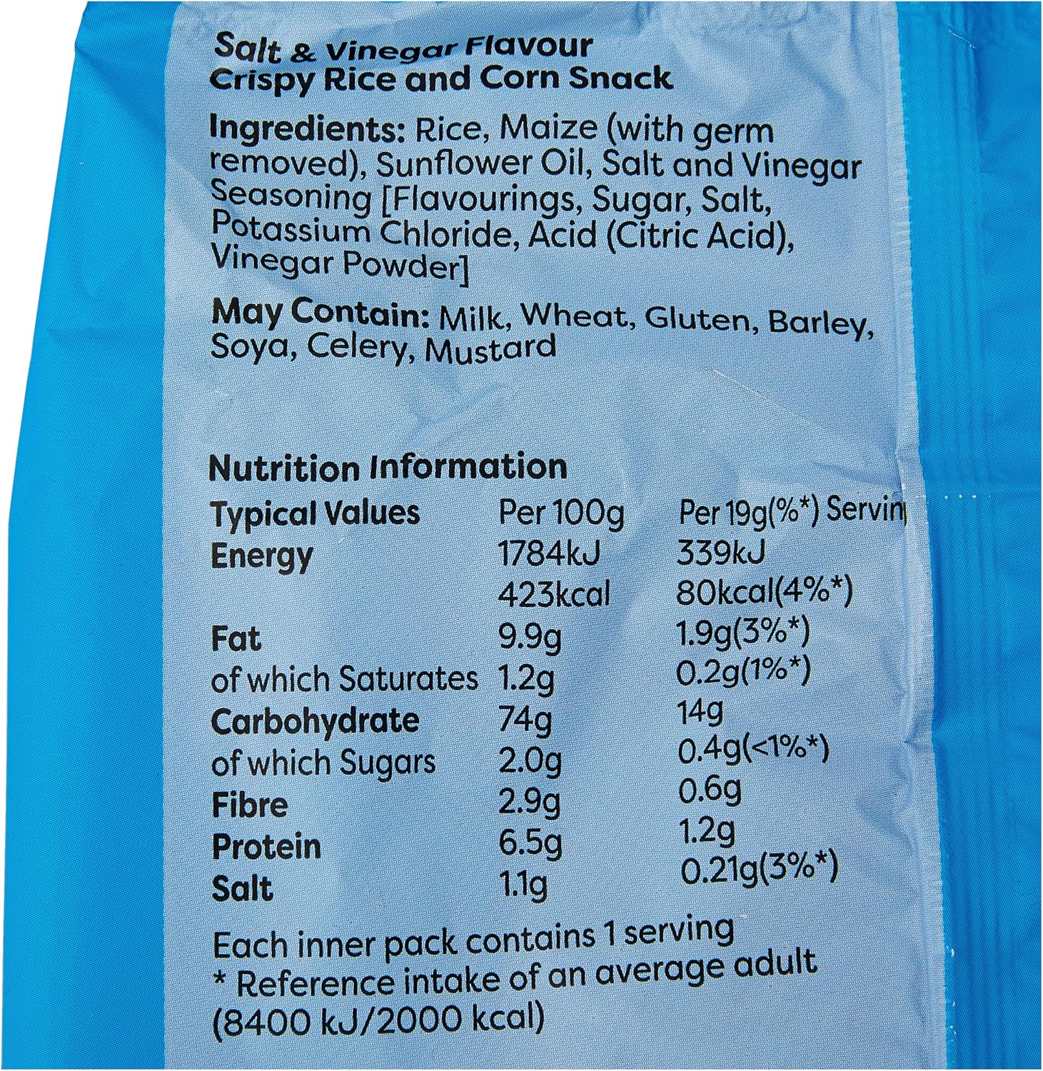 Snack a Jacks Salt & Vinegar 5 x 19g Rice & Corn Cakes 9