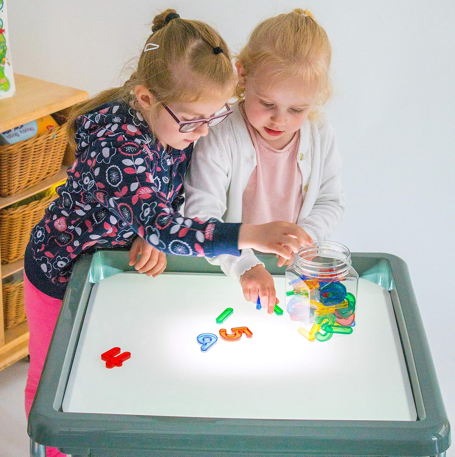 edxeducation Transparent Letters and Numbers - Mini Jar with Lid and Handle 14