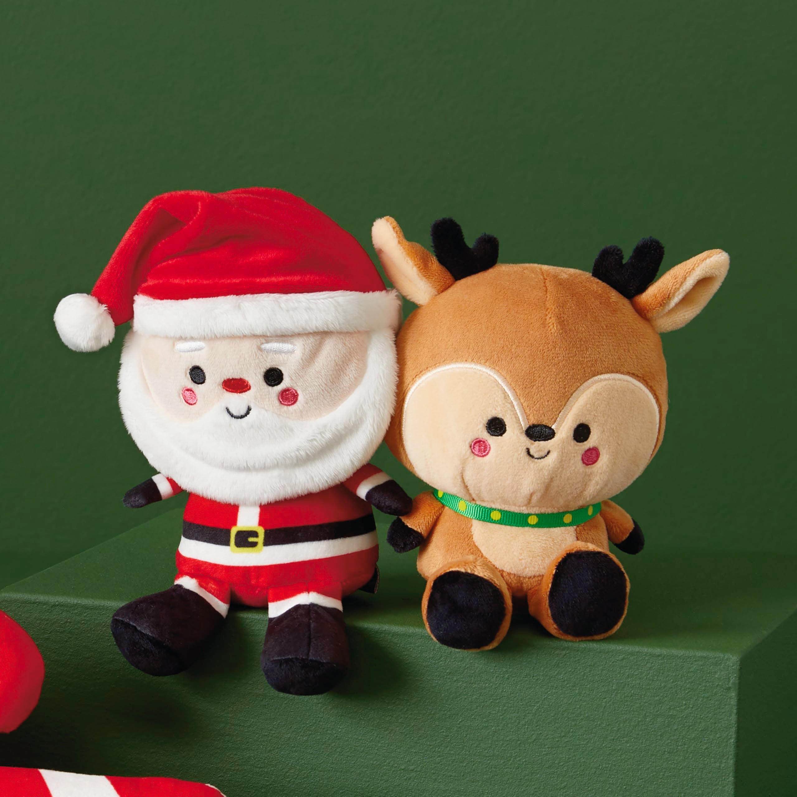 Hallmark Better Together Santa and Reindeer Plush Pair - Magnetic Soft Toy Set