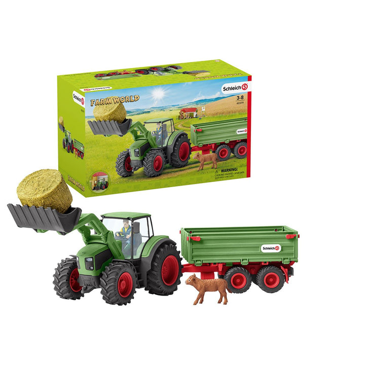 Schleich-tractor met aanhanger