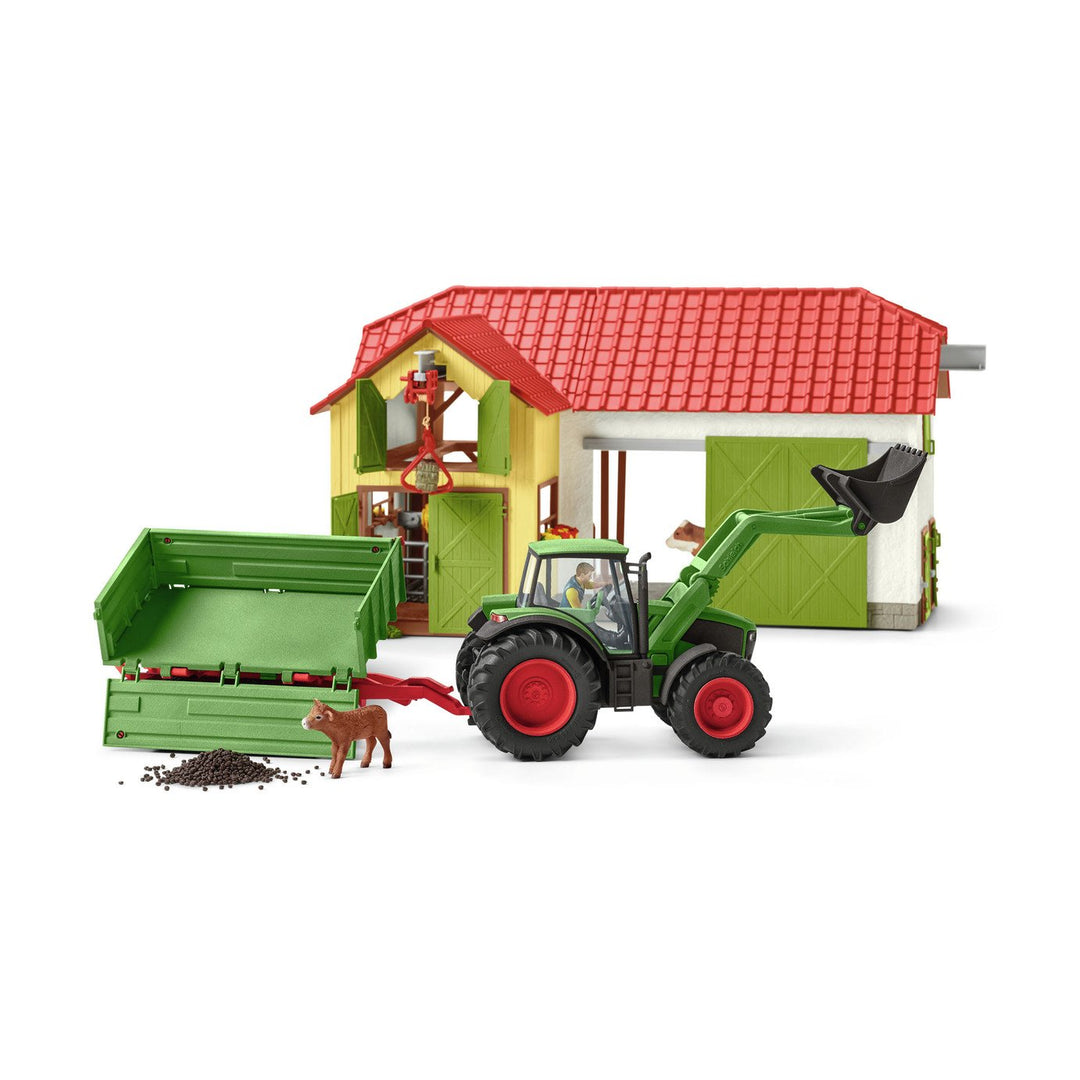 Schleich-tractor met aanhanger