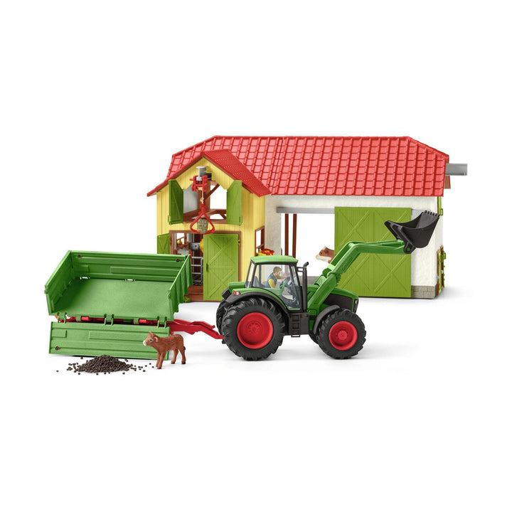 Schleich-tractor met aanhanger