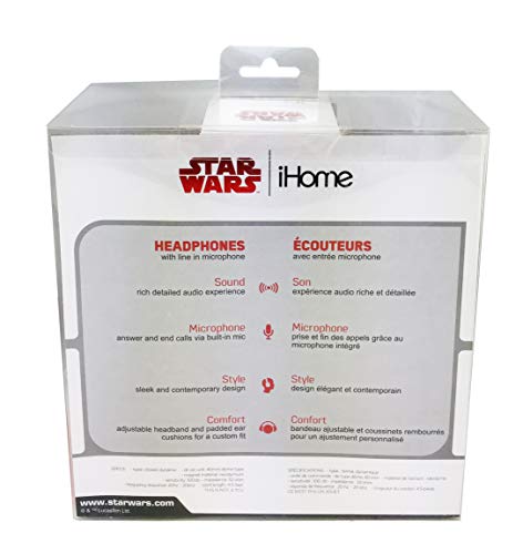 EKids Star Wars Headphones with in-line Microphone for Kids in Black and Red