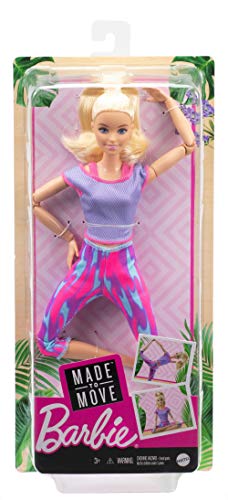 Barbie GXF04 Made to Move Doll - Flexible Yoga Doll with Long Blonde Hair for Ages 3+ 3